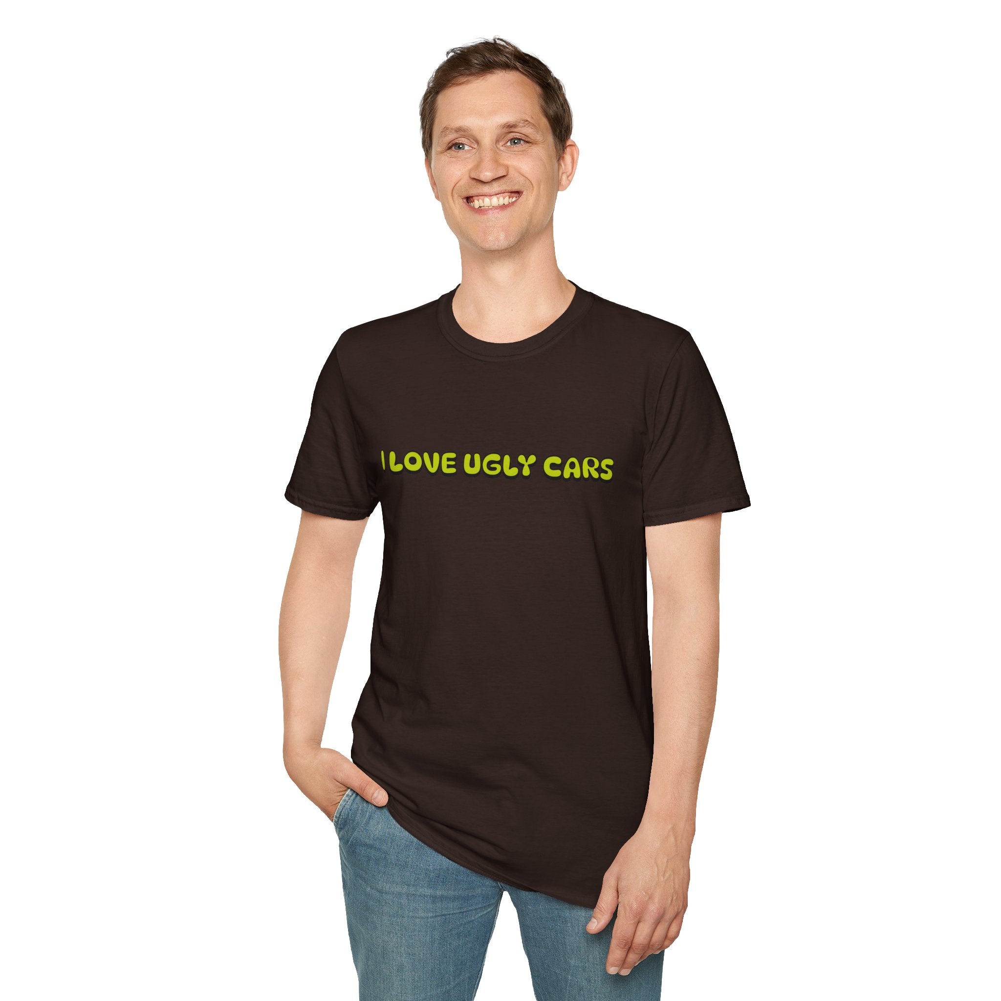 T-Shirt — "I Love Ugly Cars" Retro Green Graphic Tee