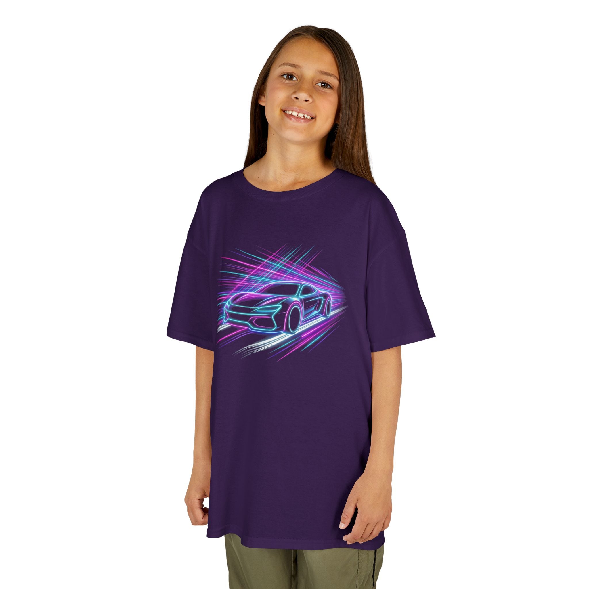 Kids Neon Speed Car Tee — Racing Graphic