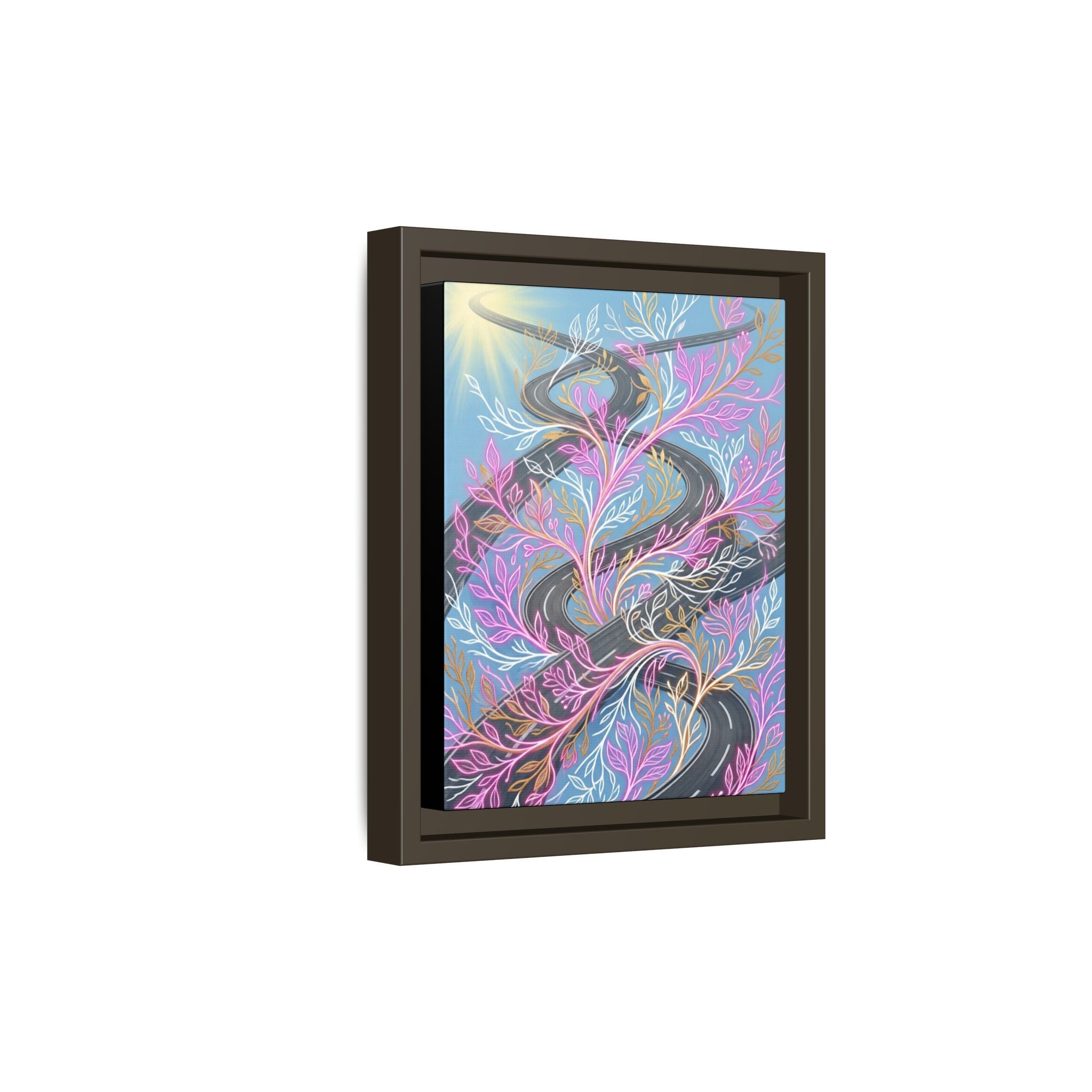 Framed Matte Canvas Floral Vines Wall Art — Pastel Botanical Abstract