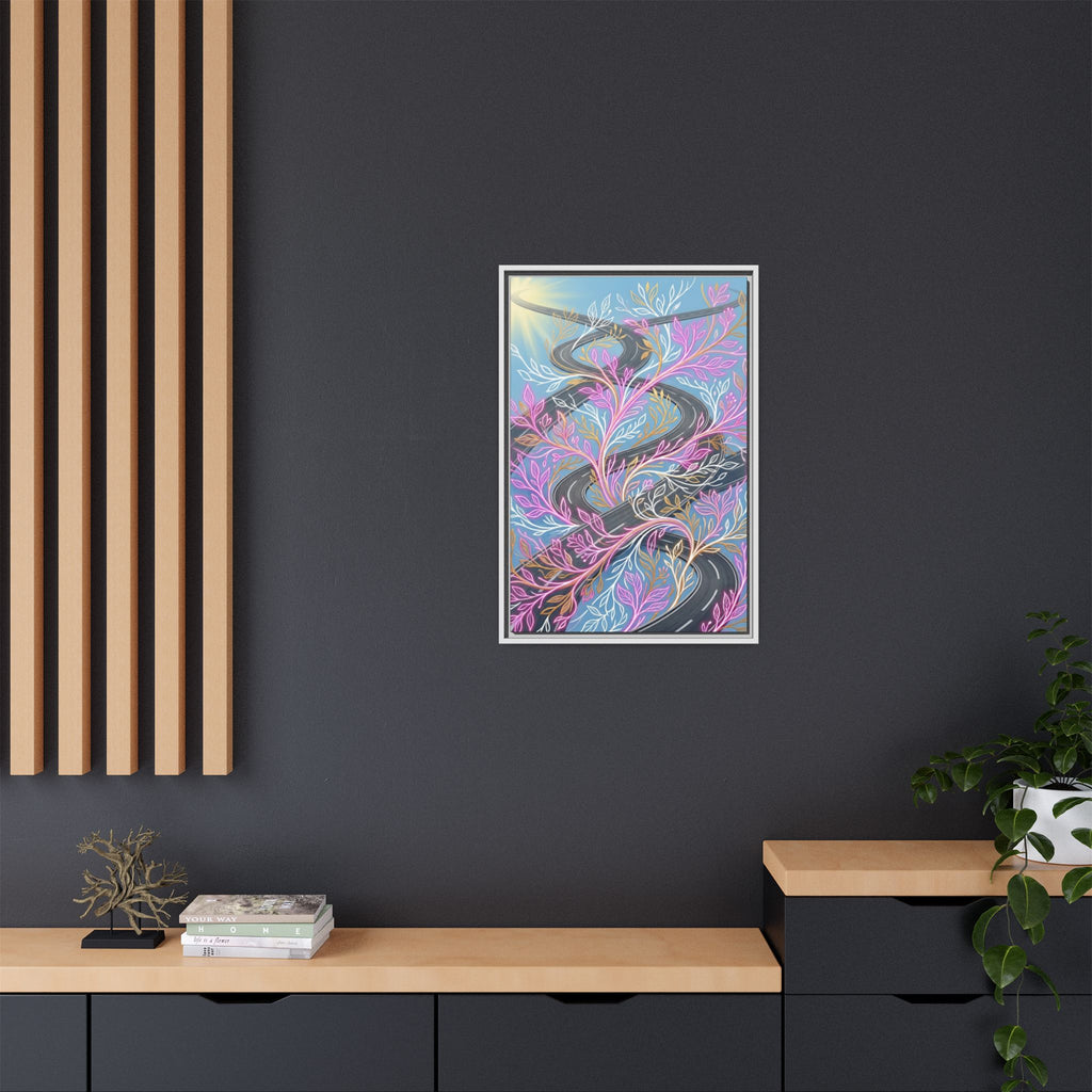 Framed Matte Canvas Floral Vines Wall Art — Pastel Botanical Abstract