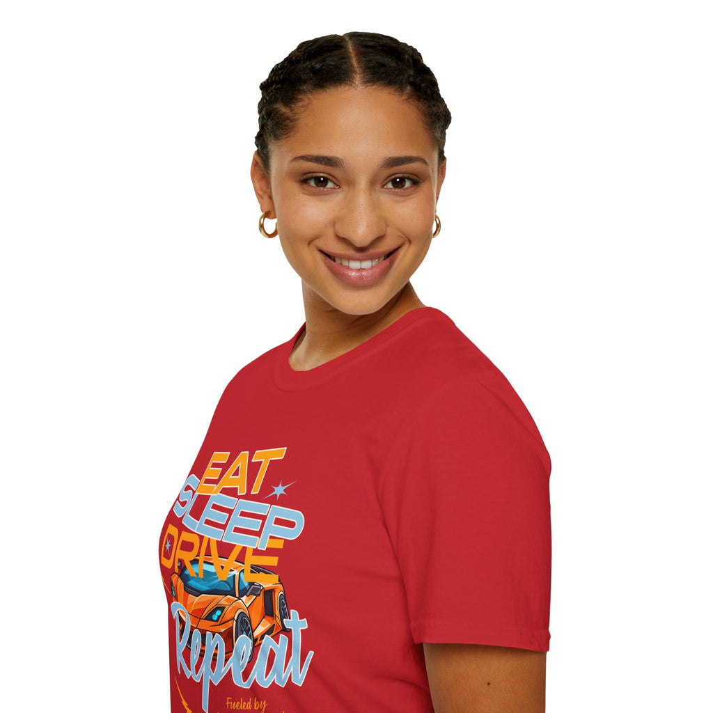 Eat Sleep Drive Repeat T-Shirt — Racing Car Graphic Tee for Motorsport Fans