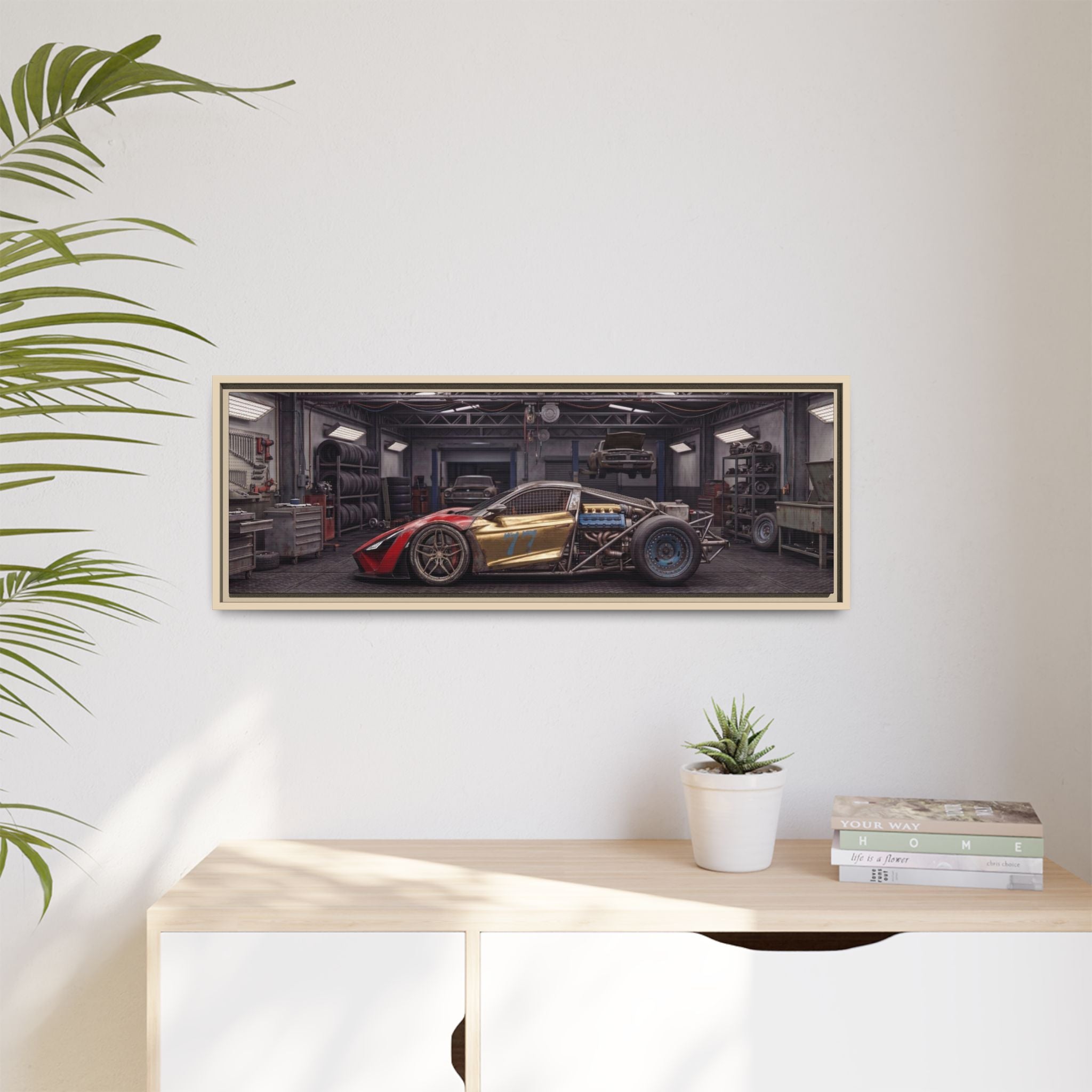 Framed Matte Canvas Supercar Rat Rod - Car Garage Wall Art