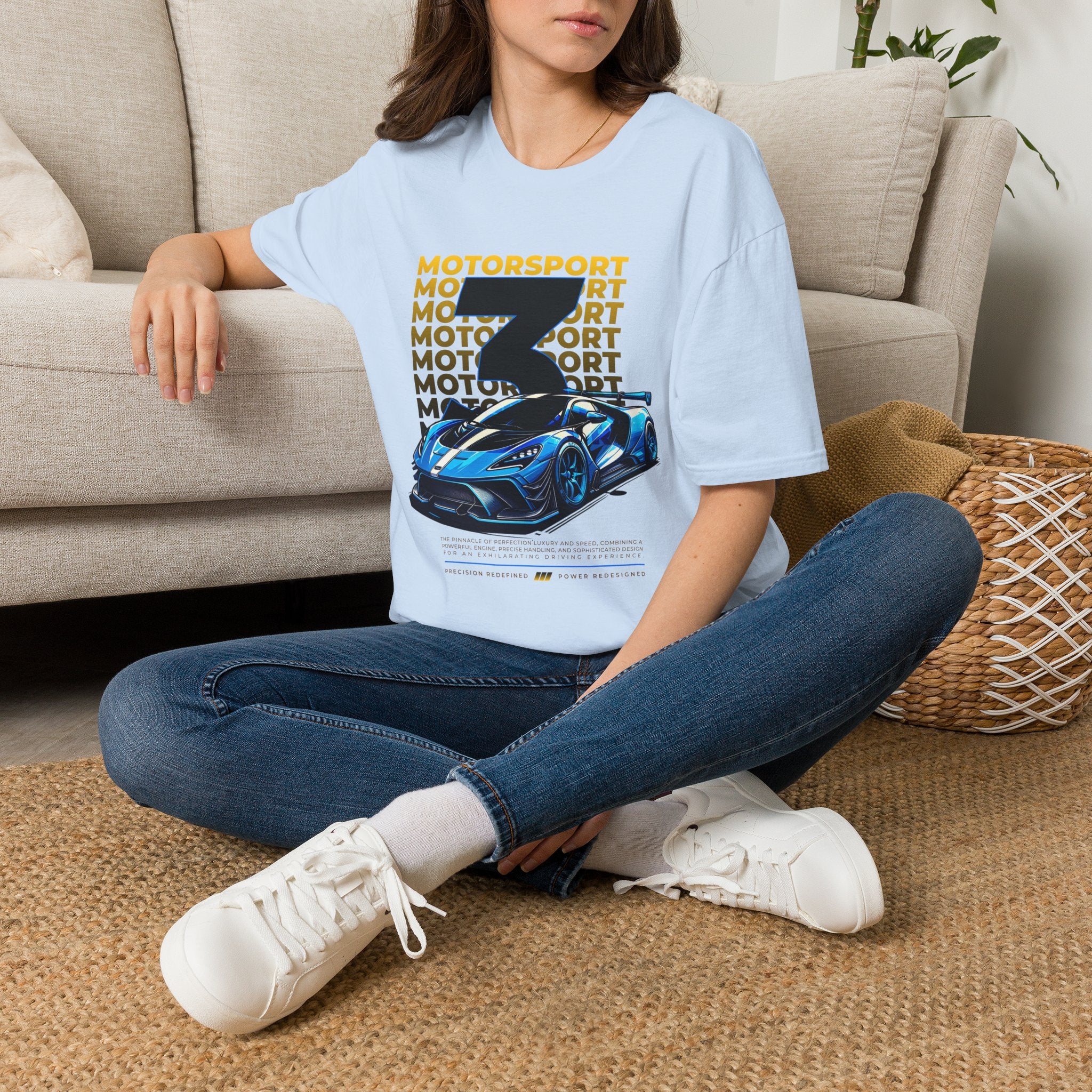 Motorsport No.3 Racing T‑Shirt — Blue Supercar Graphic Tee