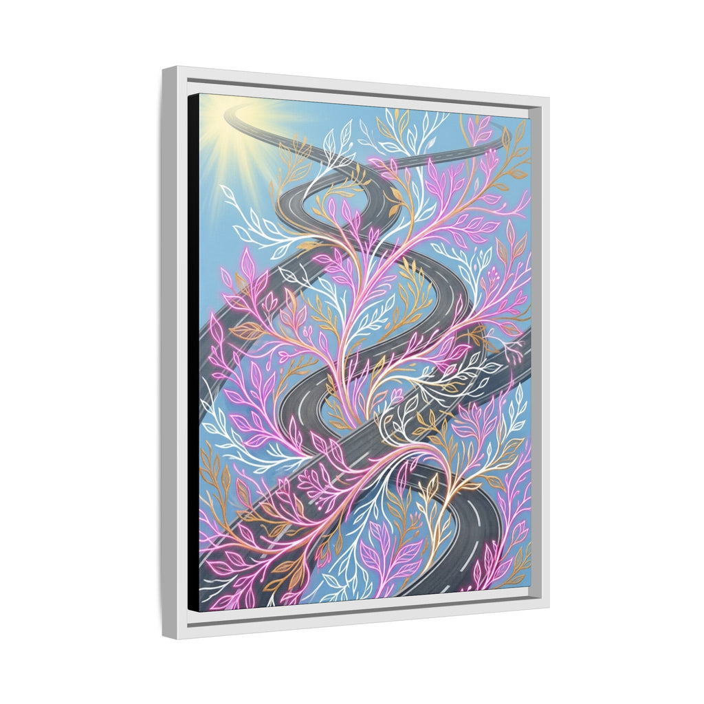 Framed Matte Canvas Floral Vines Wall Art — Pastel Botanical Abstract