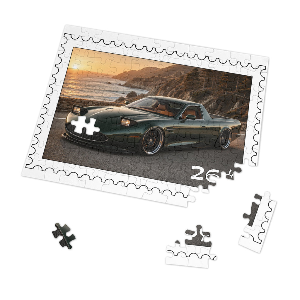 Sports Car Puzzle — Coastal Sunset 26 Stamp Design (Jigsaw with Tin)