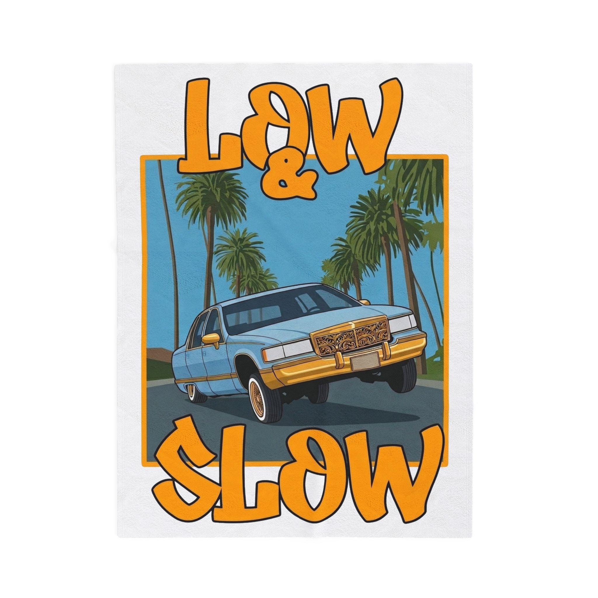 Velveteen Plush Blanket — "Low & Slow" Classic Car Retro Palm Beach Throw