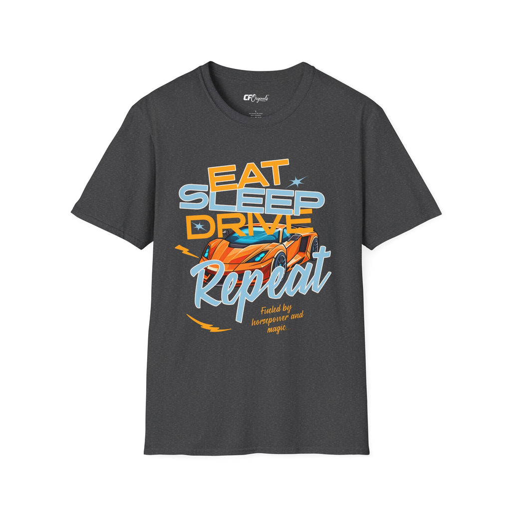 Eat Sleep Drive Repeat T-Shirt — Racing Car Graphic Tee for Motorsport Fans