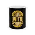 Drive With Pride Ceramic Mug – Yellow Emblem (11oz/15oz)
