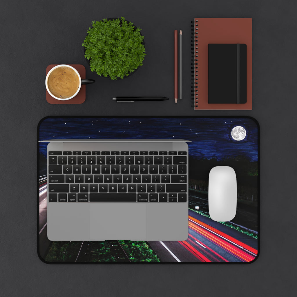 Night Highway Desk Mat – Long Exposure and Marker Mouse Pad
