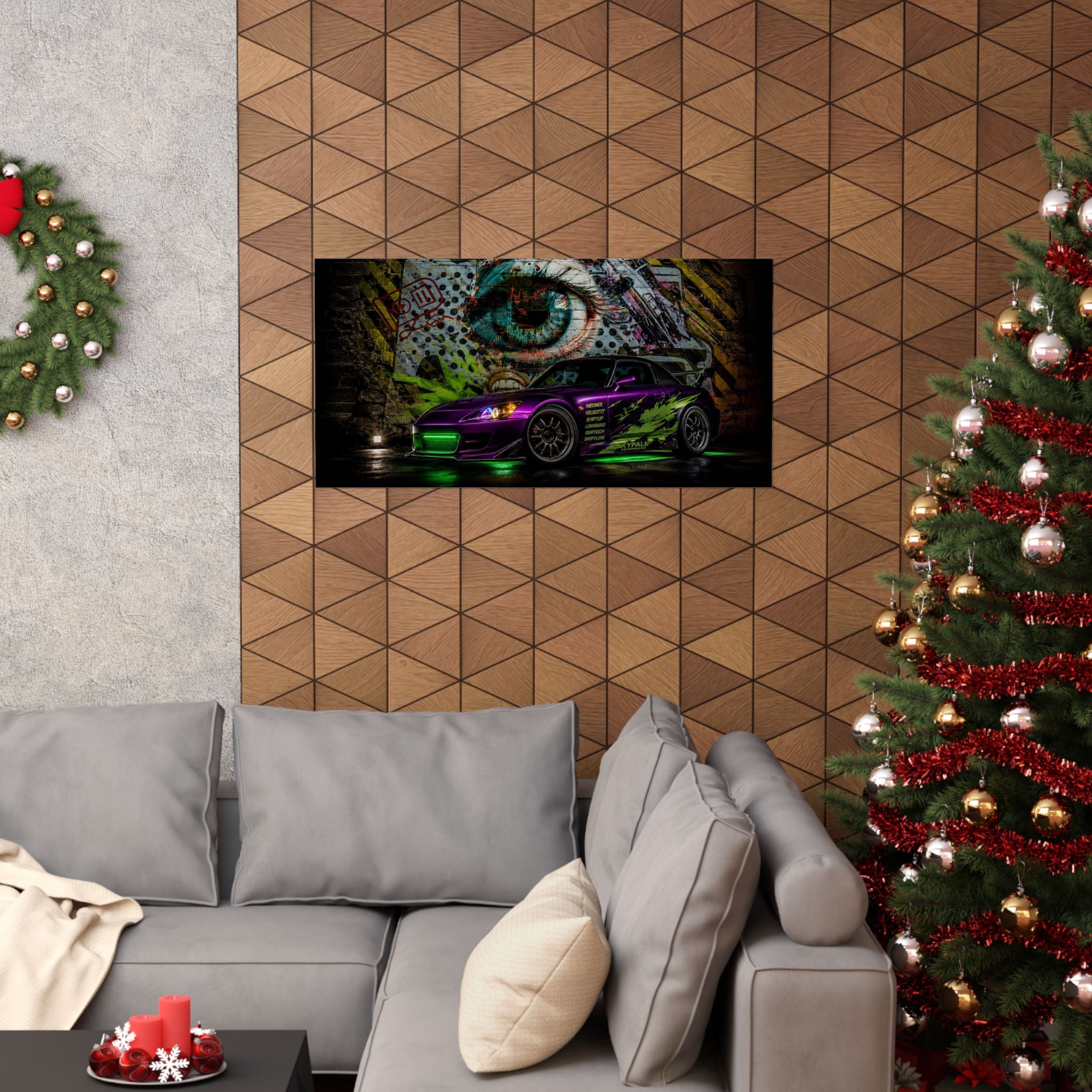 Graffiti Sports Car Matte Poster — Neon Drift Street Art Wall Print