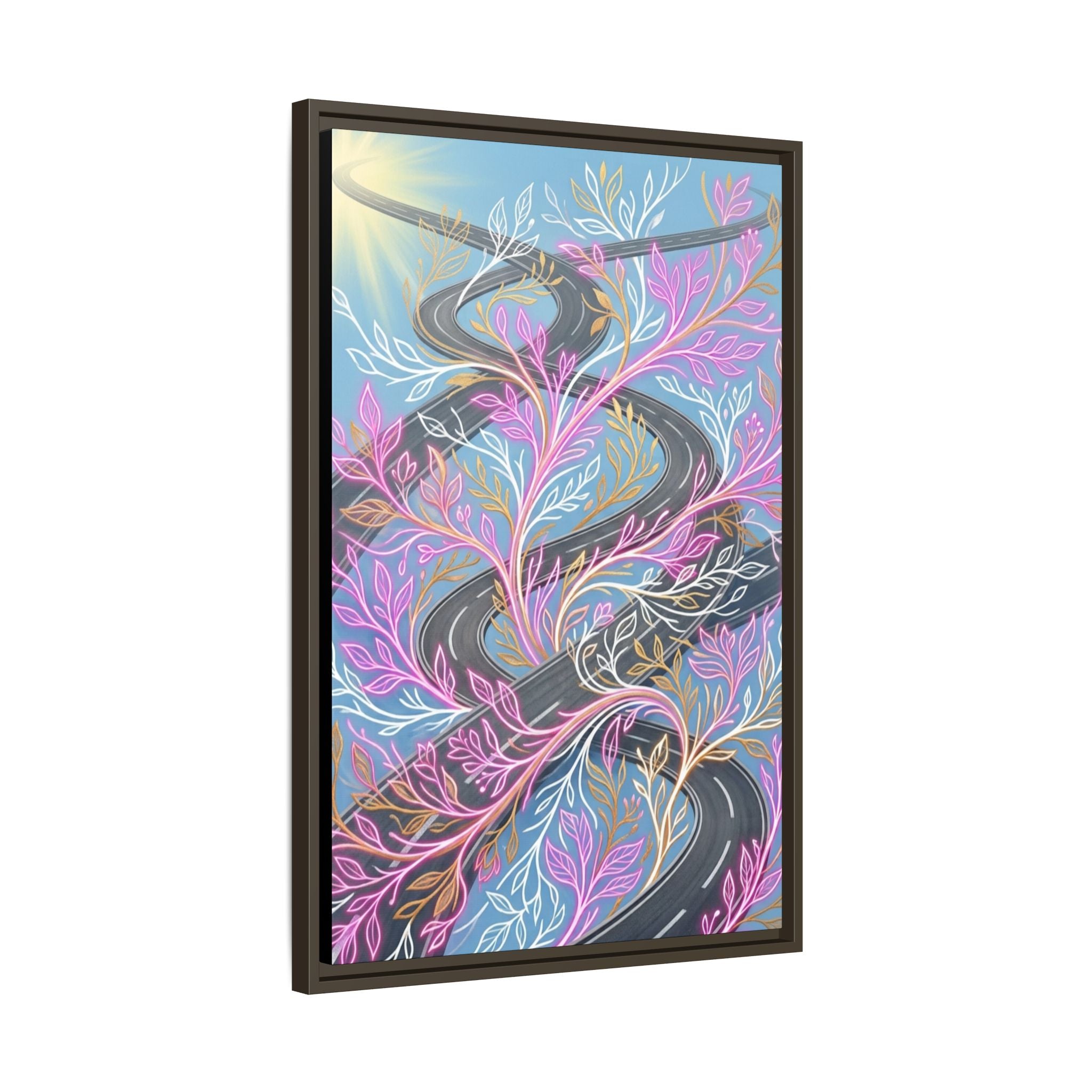 Framed Matte Canvas Floral Vines Wall Art — Pastel Botanical Abstract