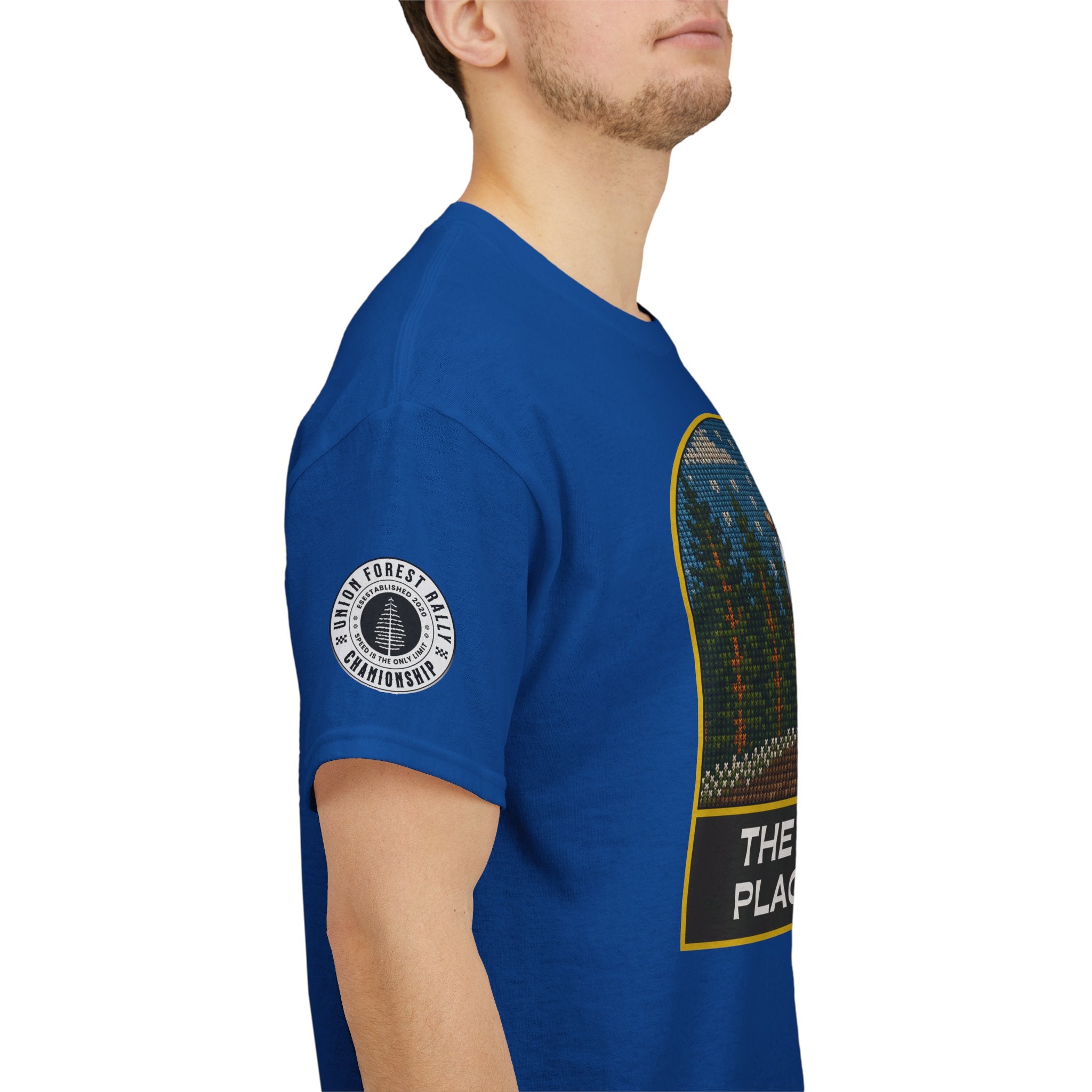 Forest Rally T‑Shirt – 'The Forest Is a Place of Magic' Cross-stitched Style Graphic