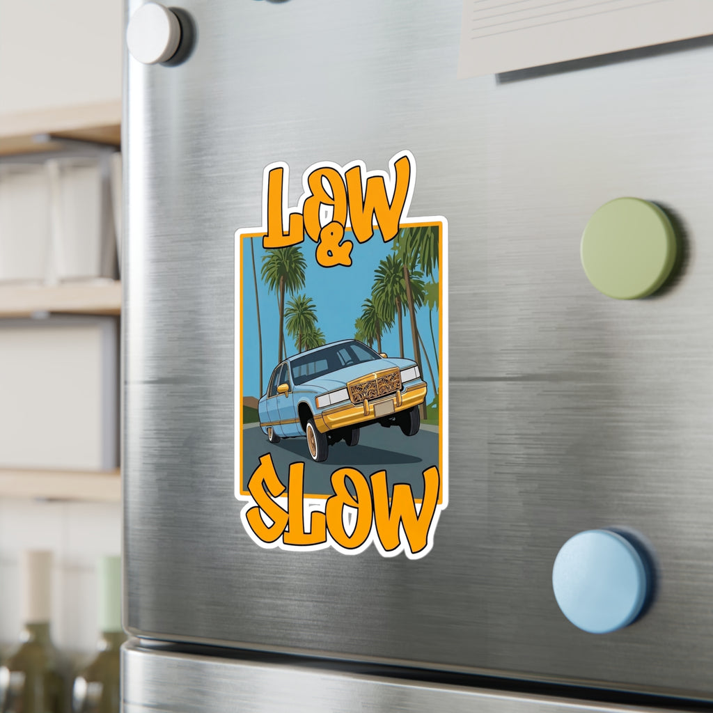 Low & Slow Car Sticker — Vintage Lowrider Kiss-Cut Vinyl Decal