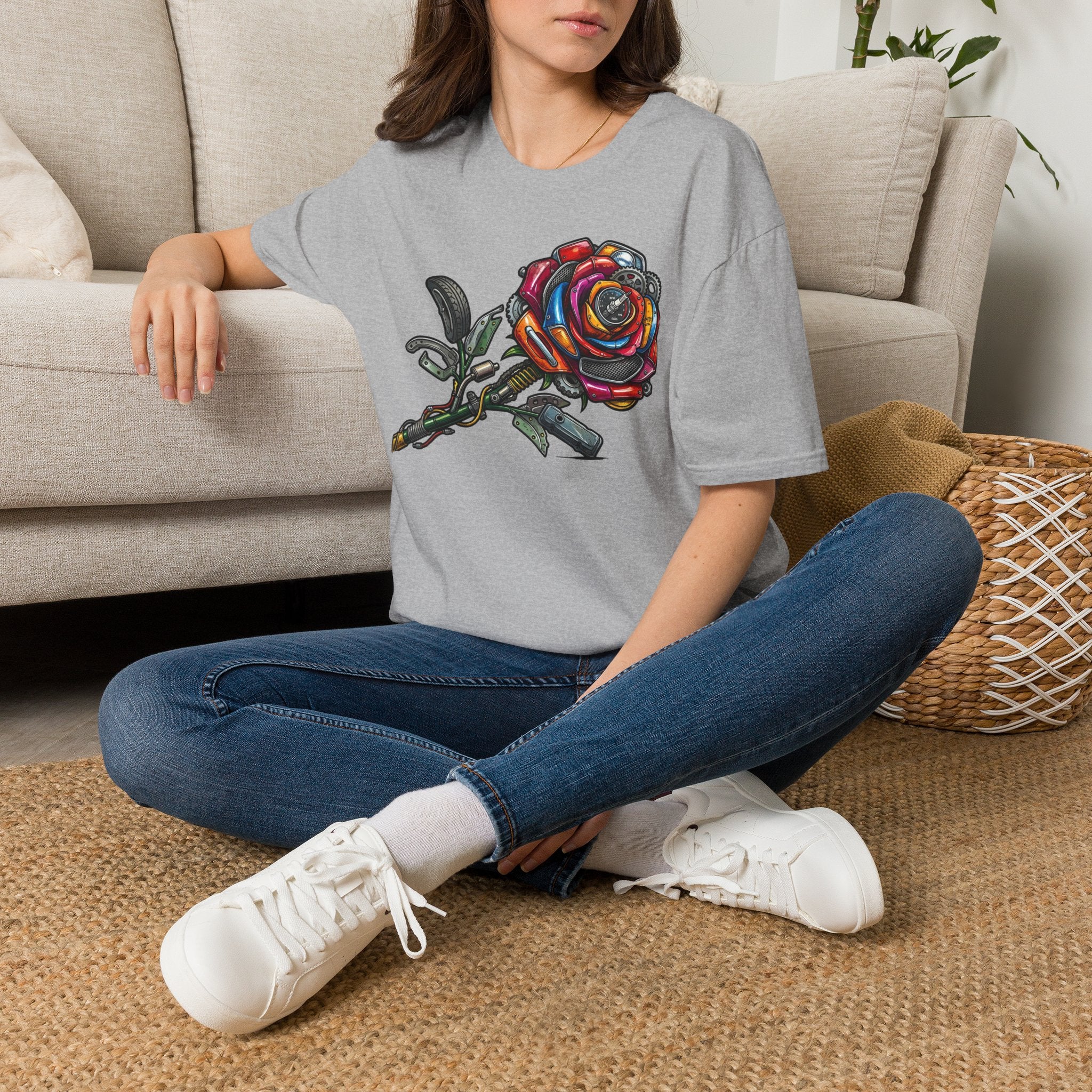 Colorful Mechanical Rose Graphic Tee