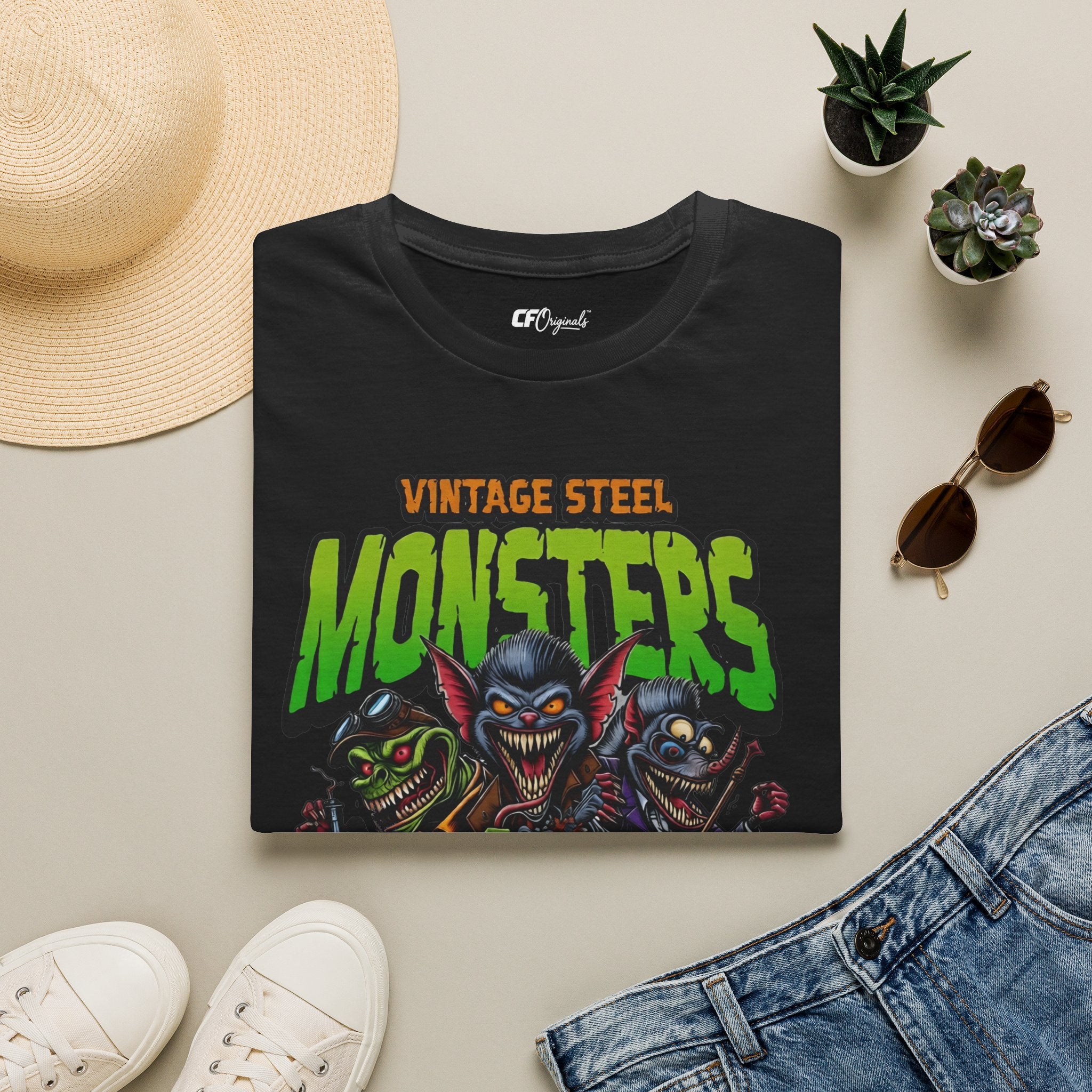 Vintage “MONSTERS” Horror Tee — Retro Steel Monster Graphic T-Shirt
