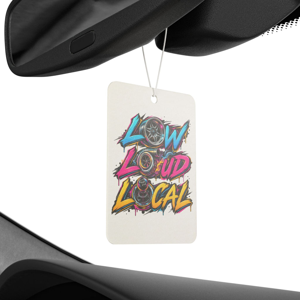 'Low Loud Local' Automotive Graffiti Air Freshener — Onyx Frost / New Car / Pine