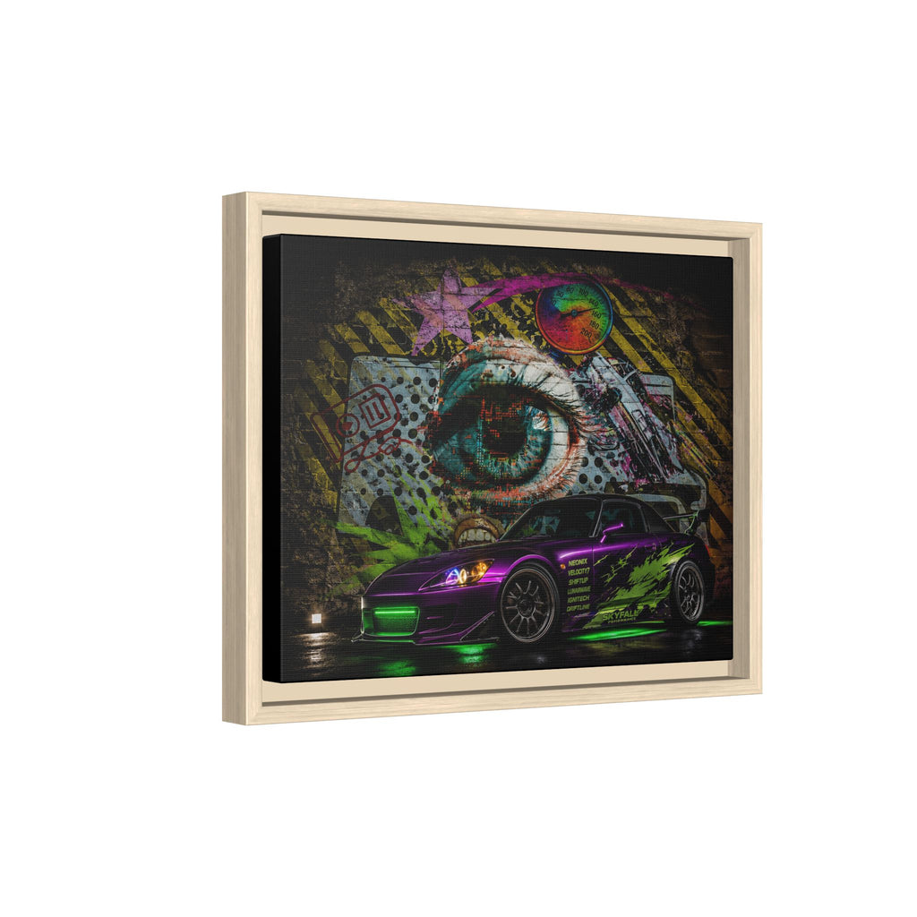 Graffiti Sports Car Matte Canvas - Framed Wall Art