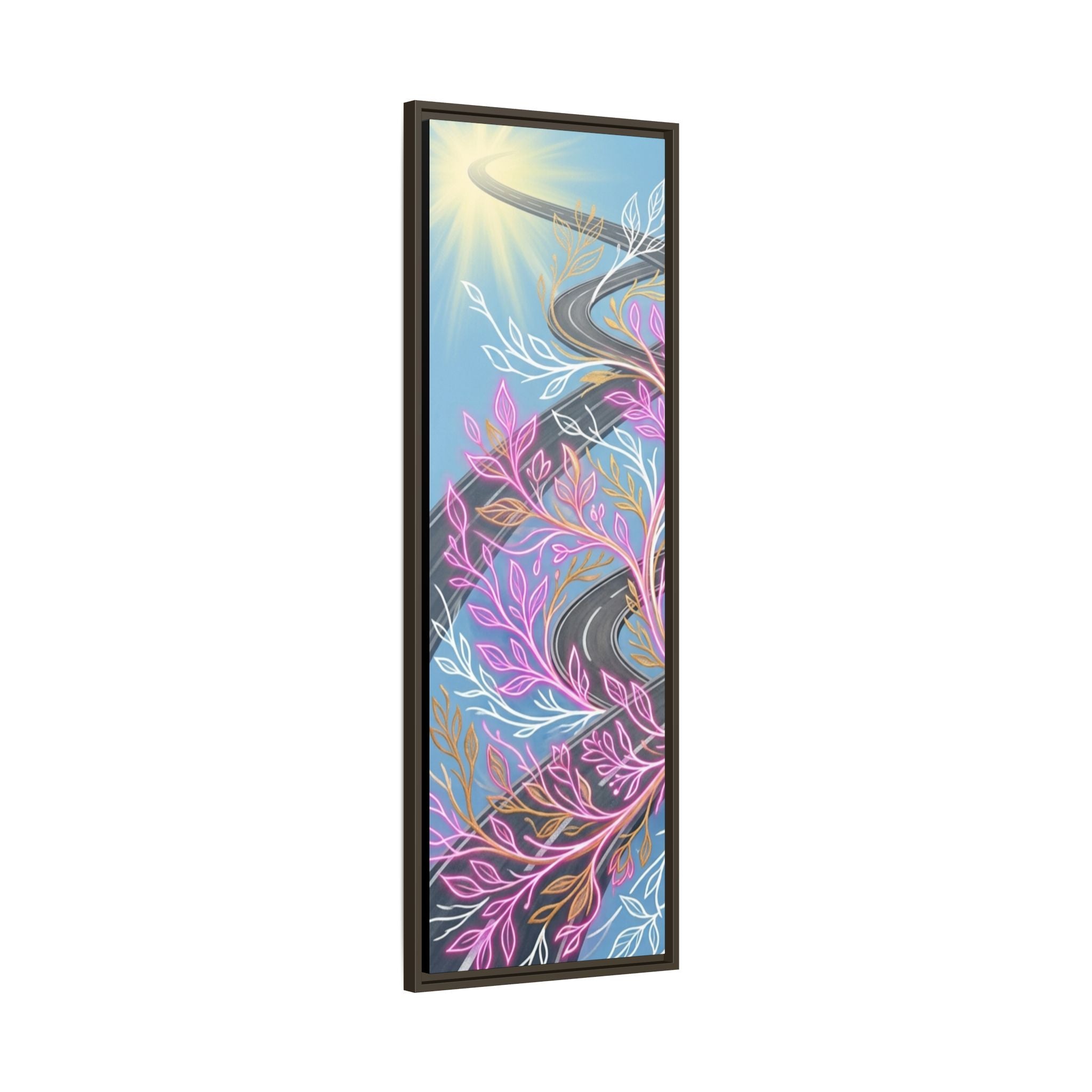Framed Matte Canvas Floral Vines Wall Art — Pastel Botanical Abstract