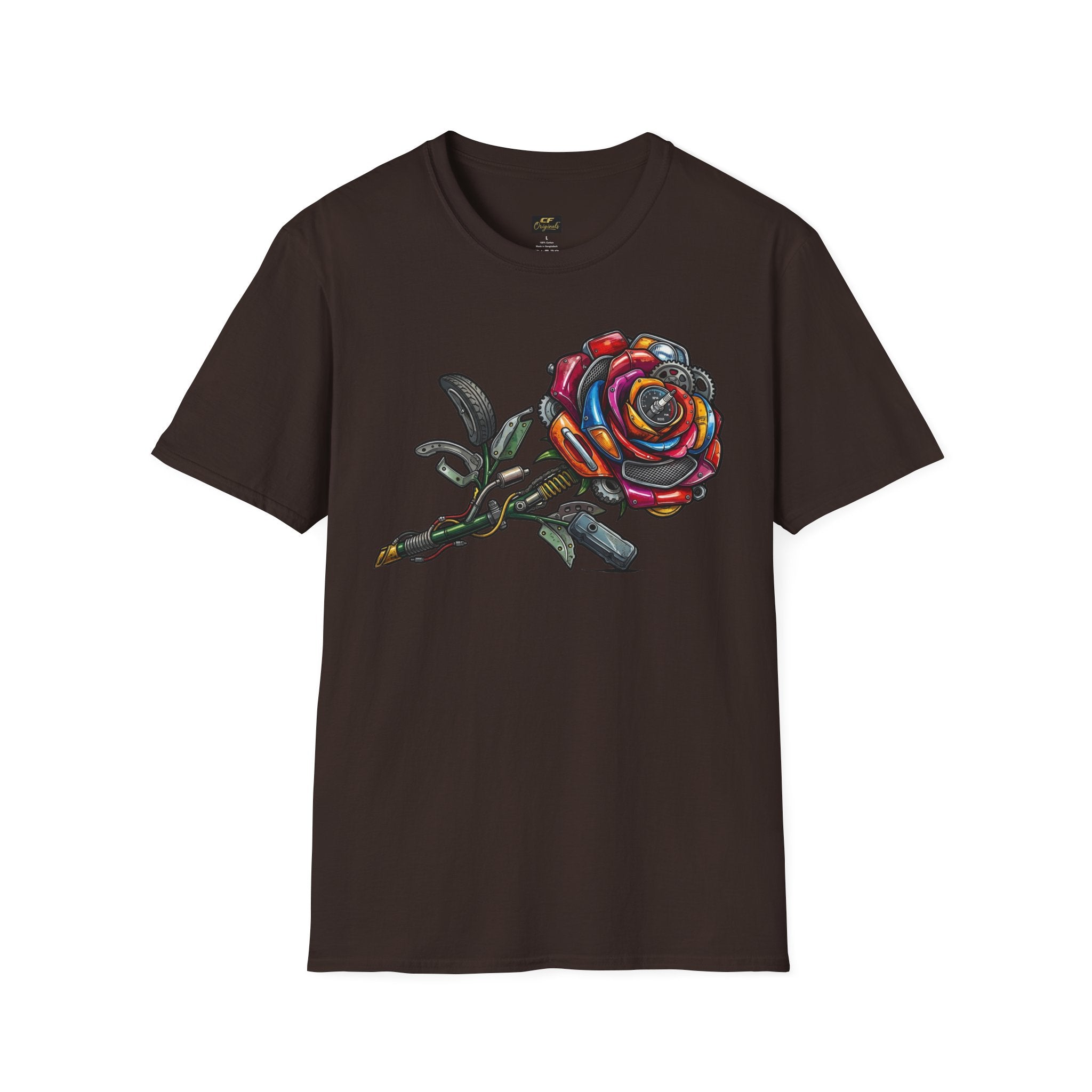 Colorful Mechanical Rose Graphic Tee