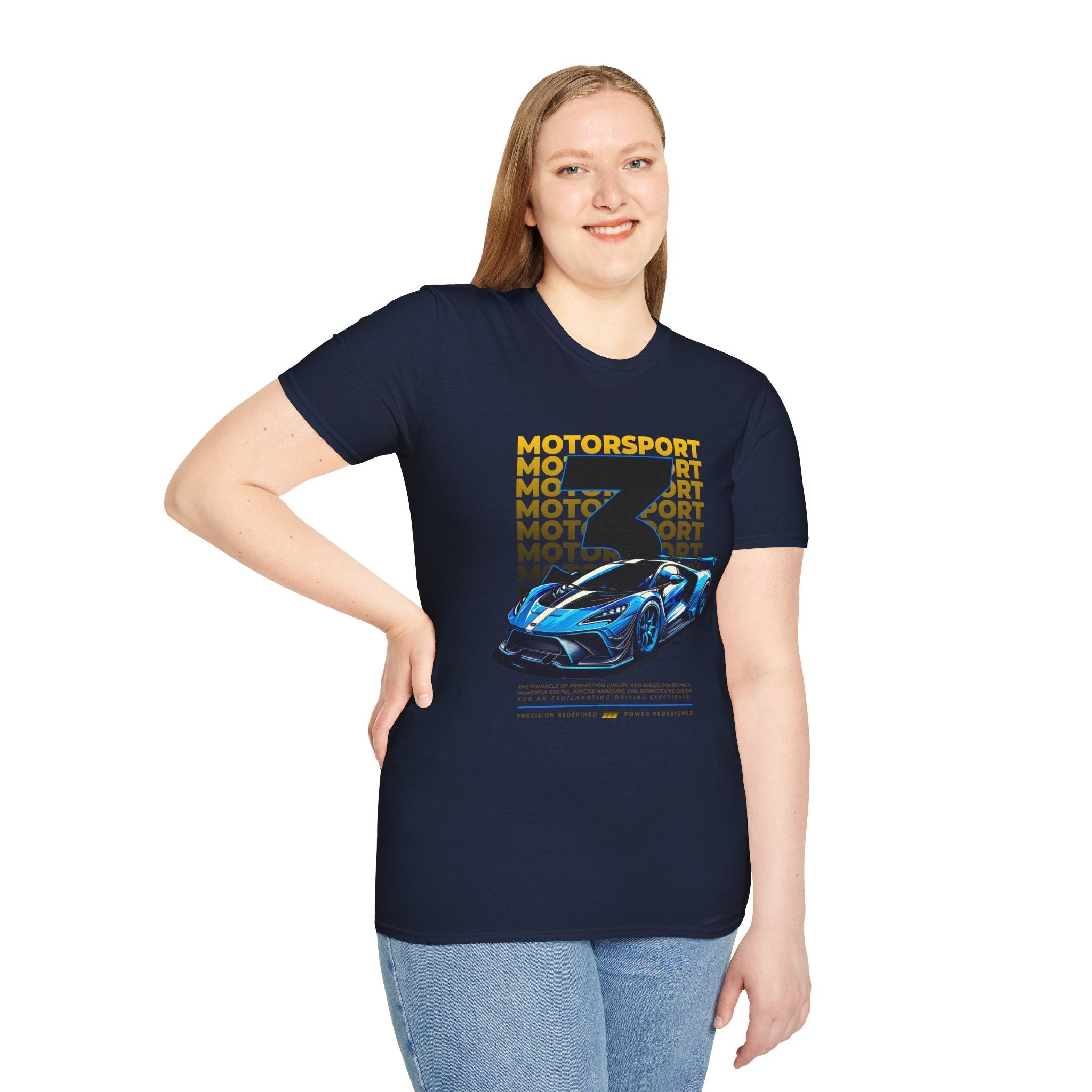 Motorsport No.3 Racing T‑Shirt — Blue Supercar Graphic Tee