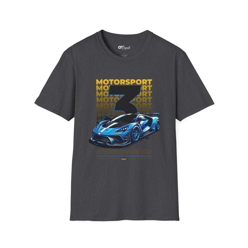 Motorsport No.3 Racing T‑Shirt — Blue Supercar Graphic Tee