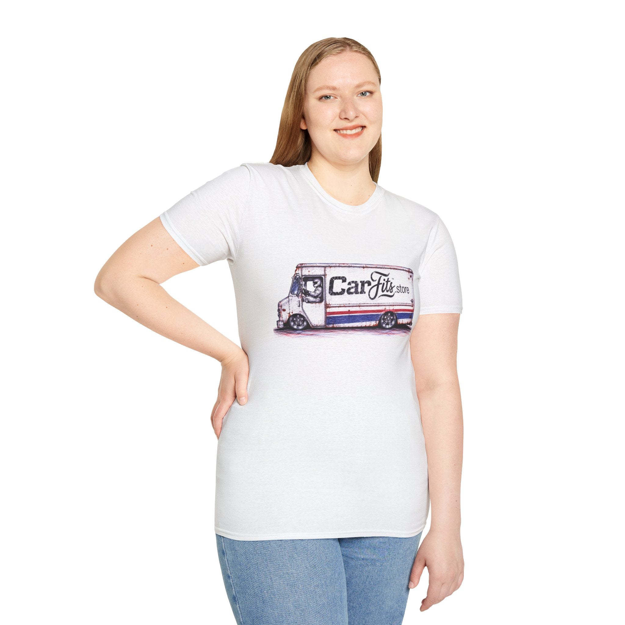 Vintage Delivery Van Tee — "CarFits.store" Retro Truck Logo T-Shirt