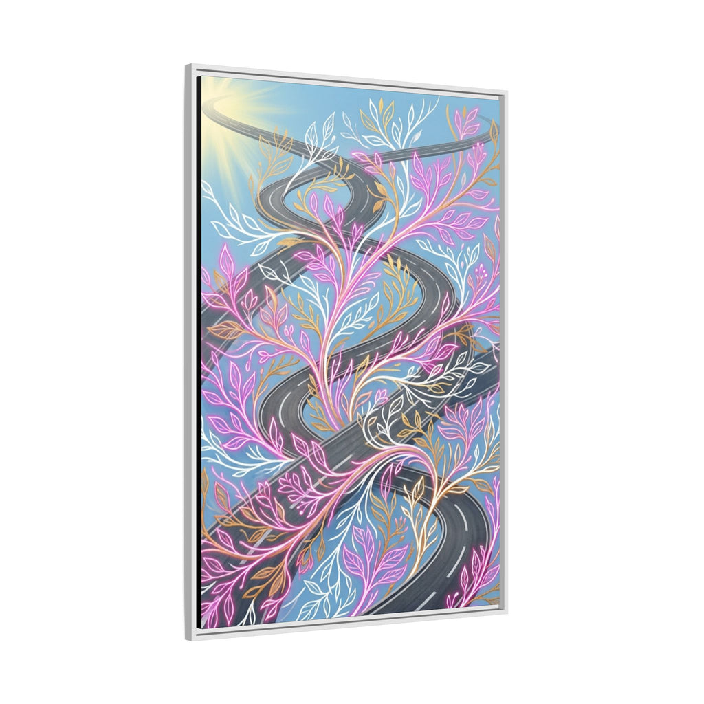 Framed Matte Canvas Floral Vines Wall Art — Pastel Botanical Abstract