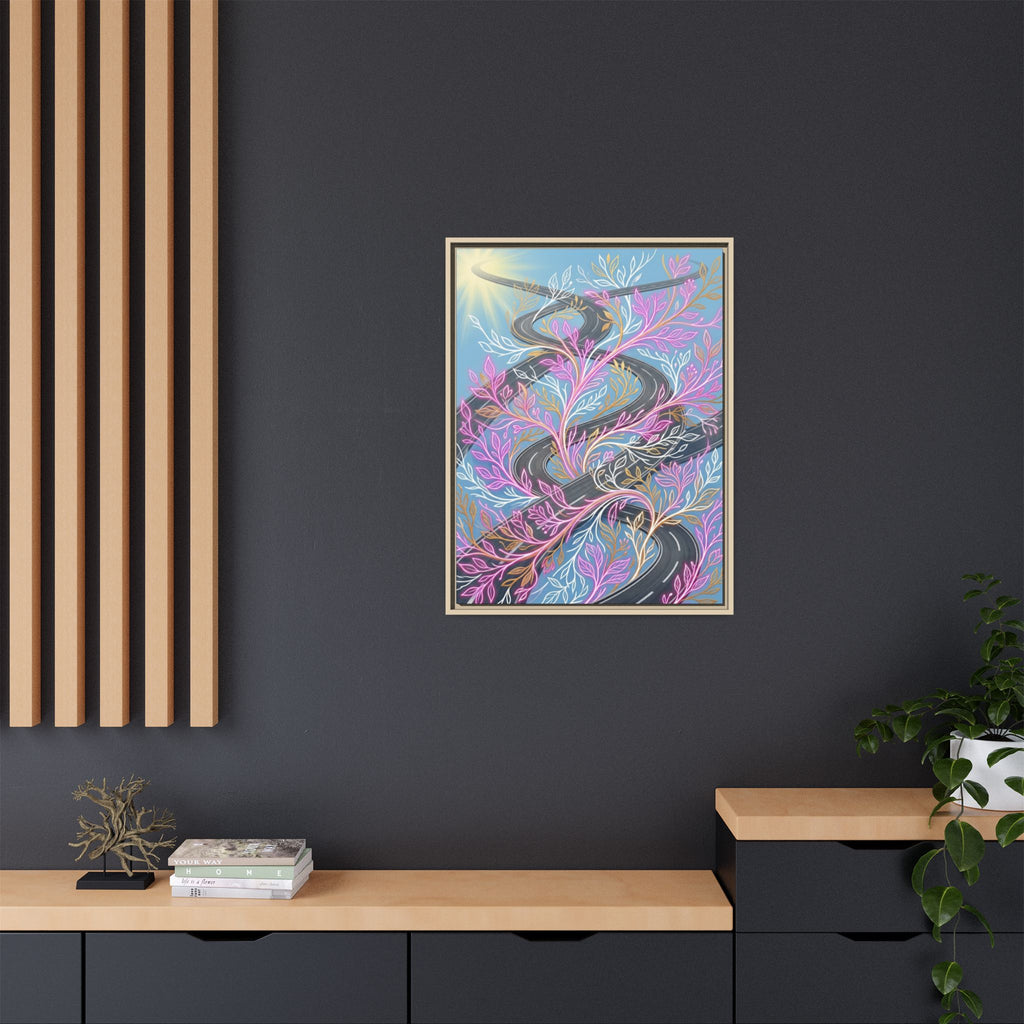 Framed Matte Canvas Floral Vines Wall Art — Pastel Botanical Abstract