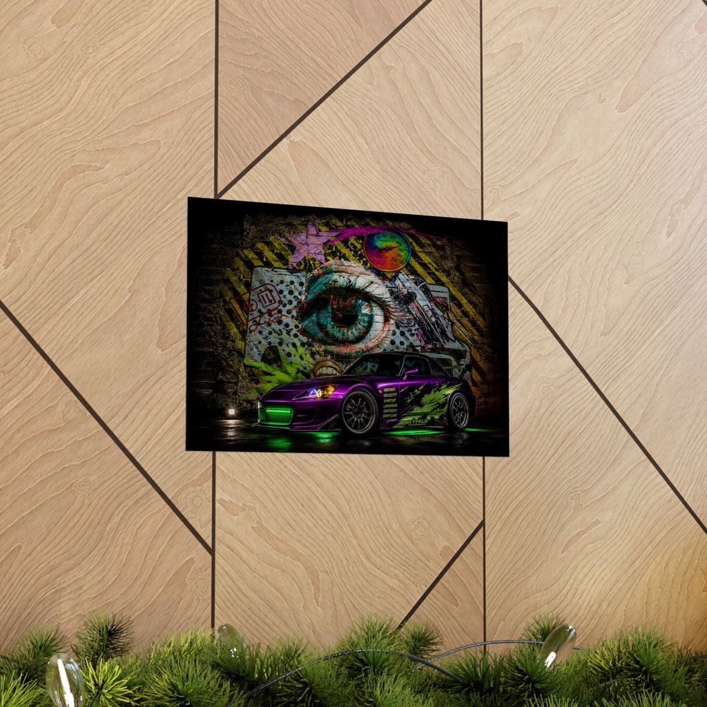 Graffiti Sports Car Matte Poster — Neon Drift Street Art Wall Print
