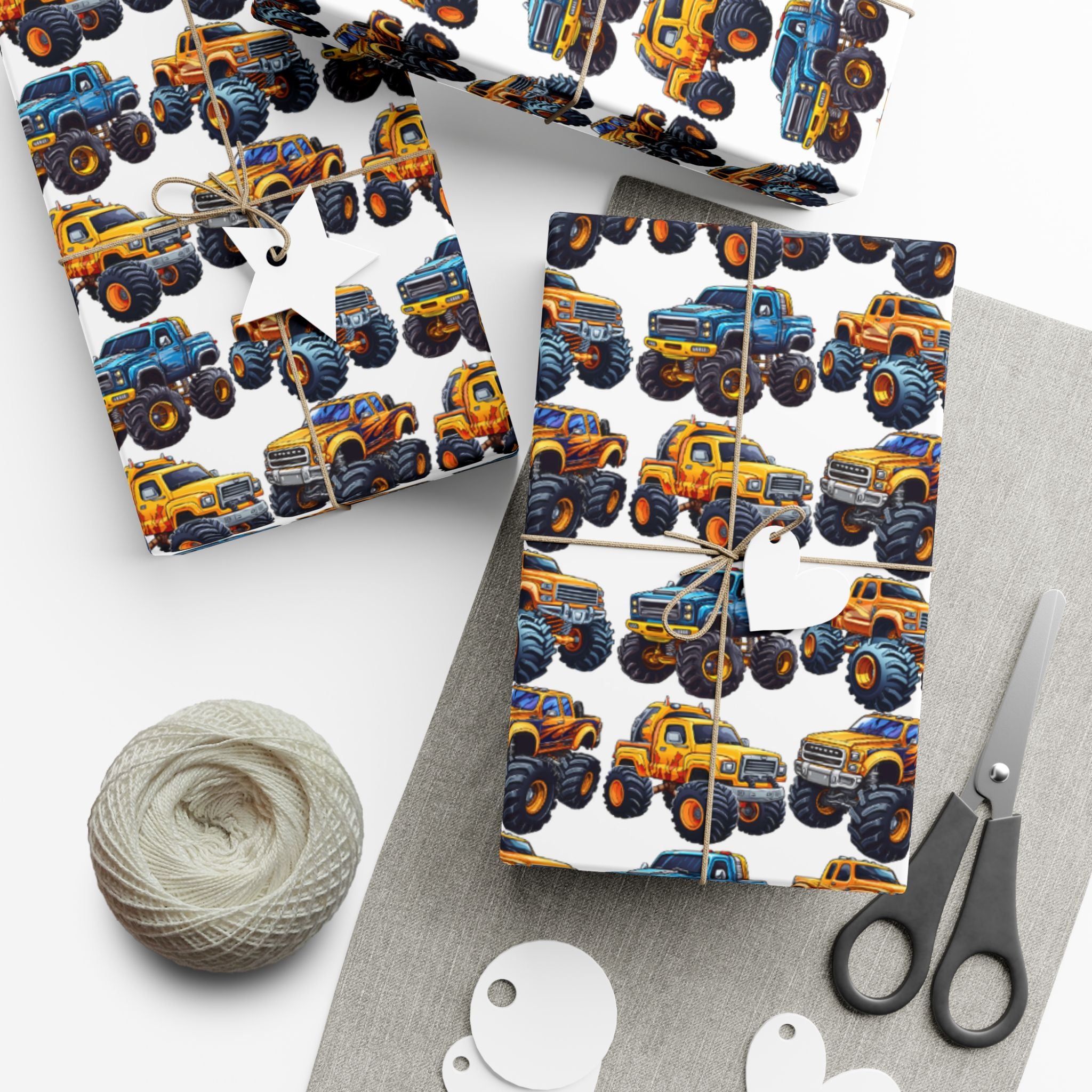 Monster Truck Gift Wrap Paper – Kids' Birthday Wrapping Sheets