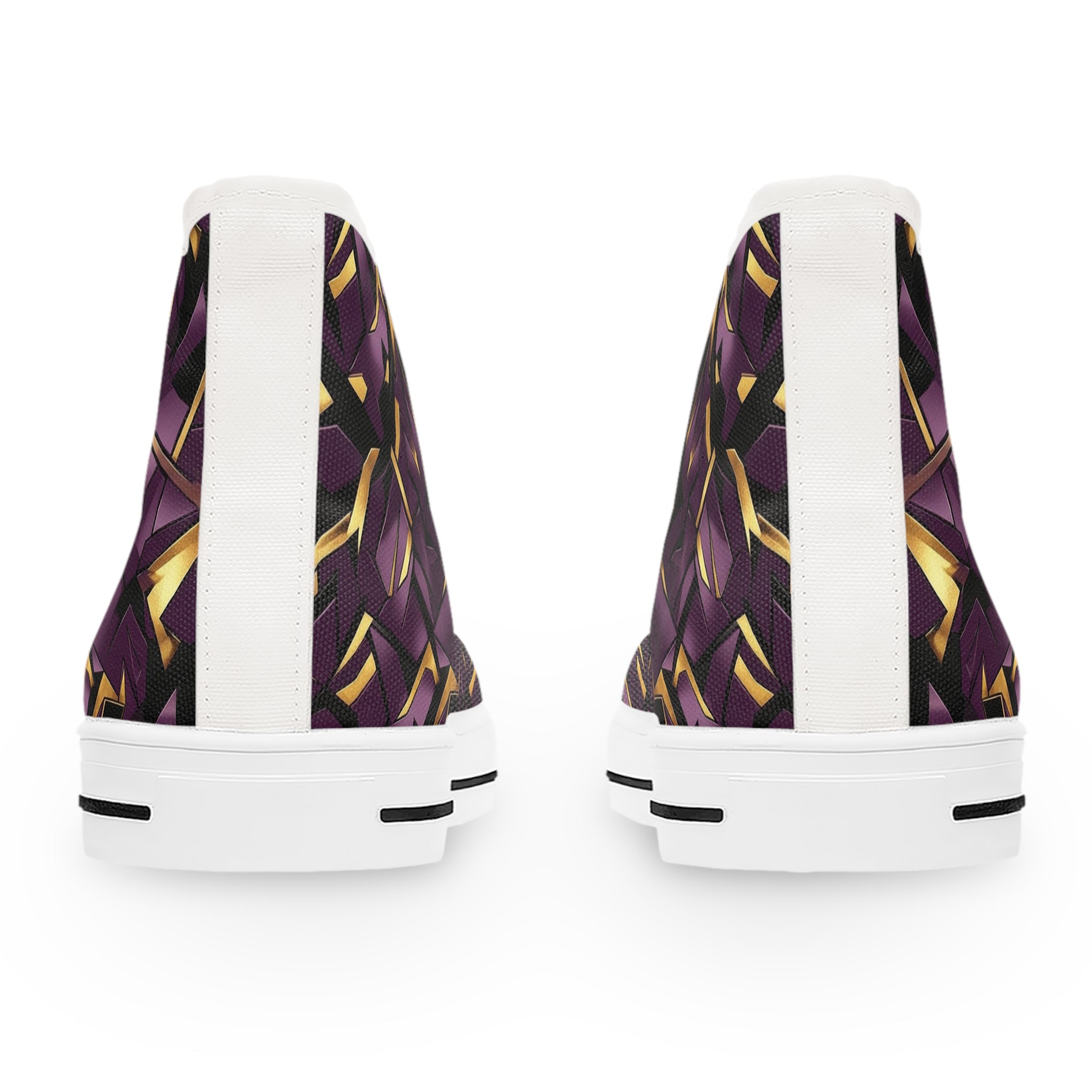 Women's High Top Sneakers — Geometric Purple & Gold Pattern