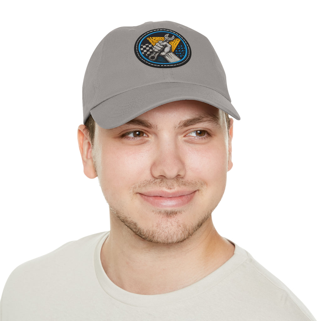 Mechanic Wrench Patch Dad Hat — Vintage Toolworker Baseball Cap