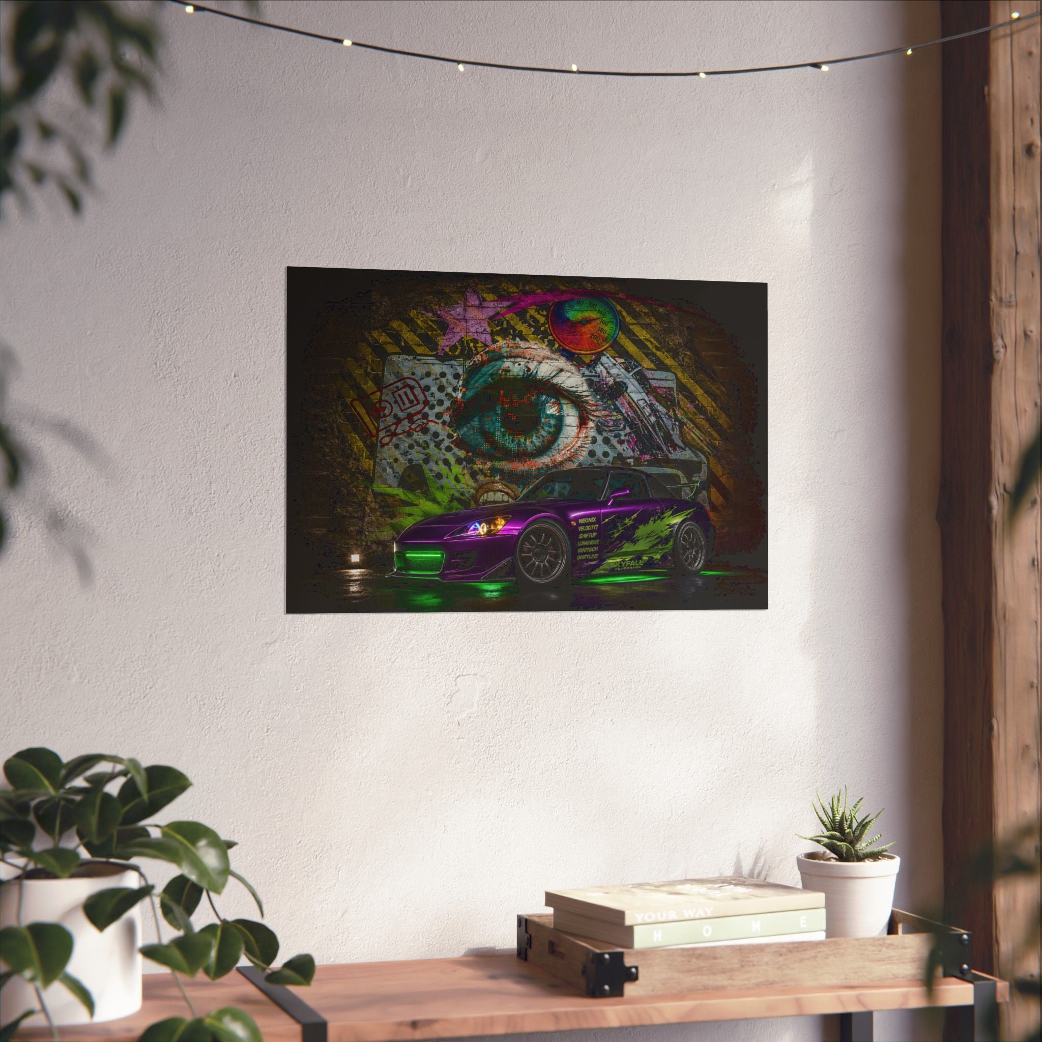 Graffiti Sports Car Matte Poster — Neon Drift Street Art Wall Print