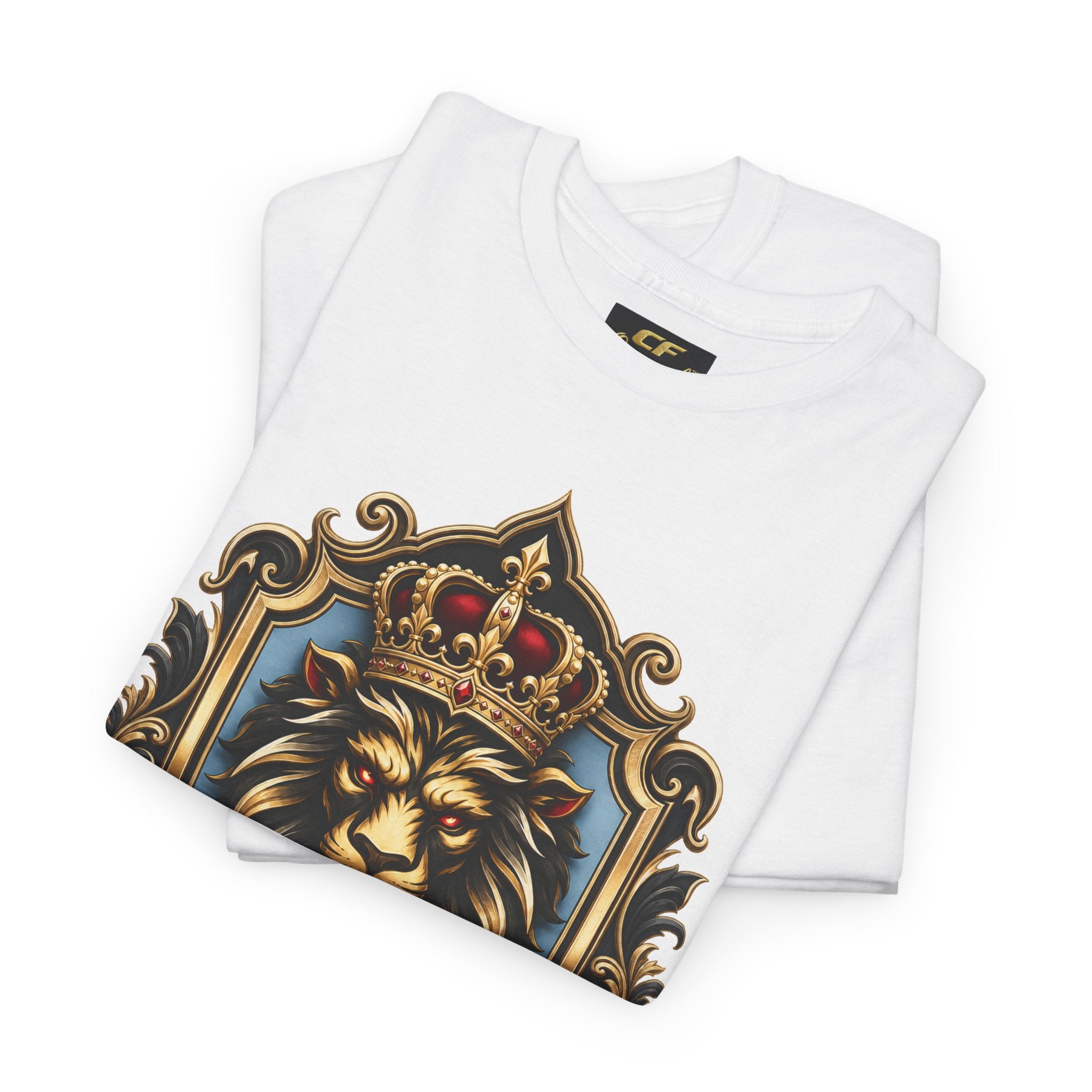 Lion Crest Tee — "Mane Line Auto" Vintage Heraldic Graphic Shirt