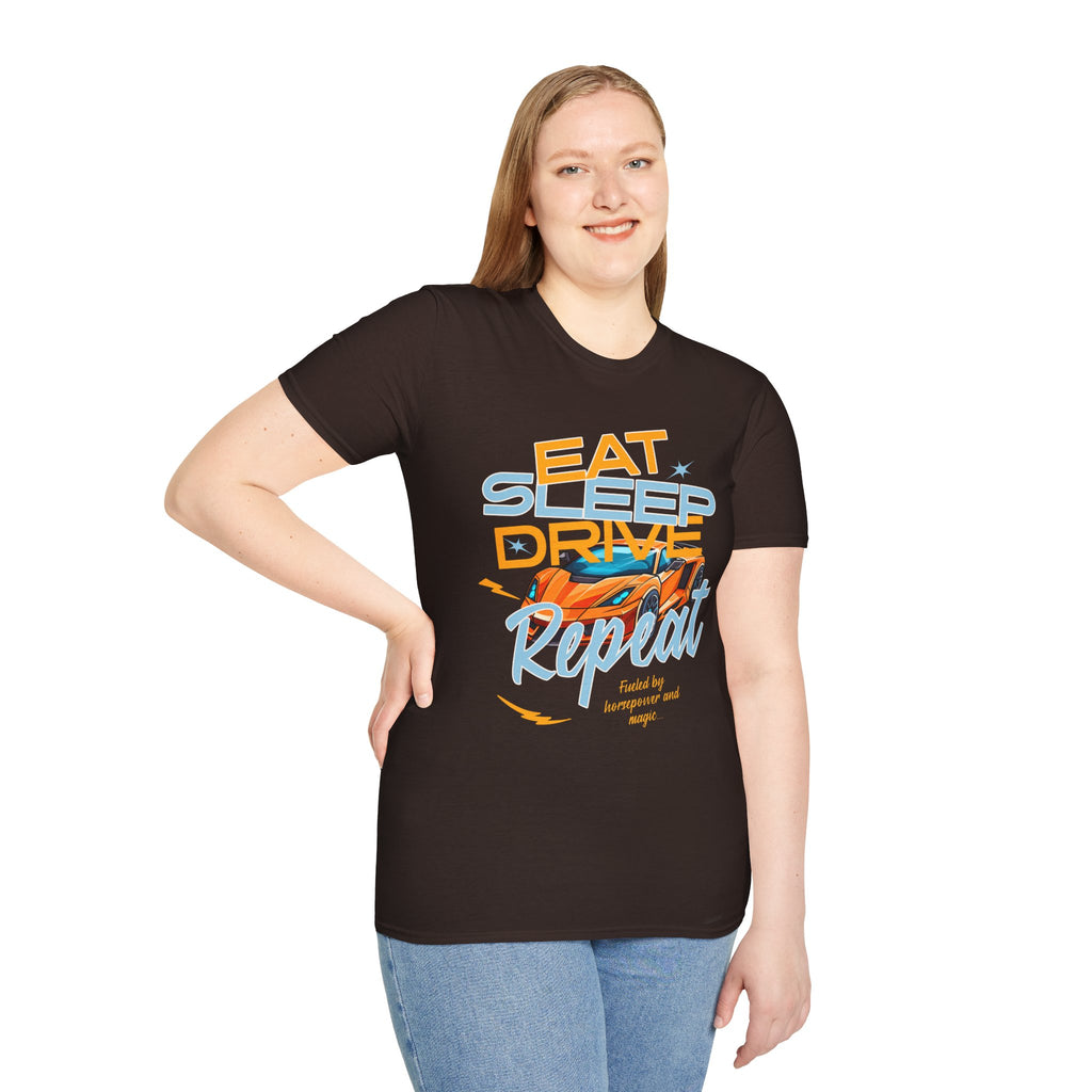 Eat Sleep Drive Repeat T-Shirt — Racing Car Graphic Tee for Motorsport Fans