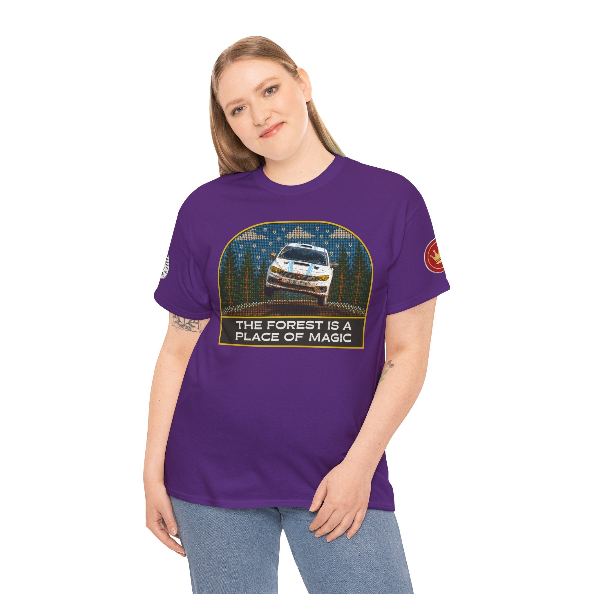 Forest Rally T‑Shirt – 'The Forest Is a Place of Magic' Cross-stitched Style Graphic