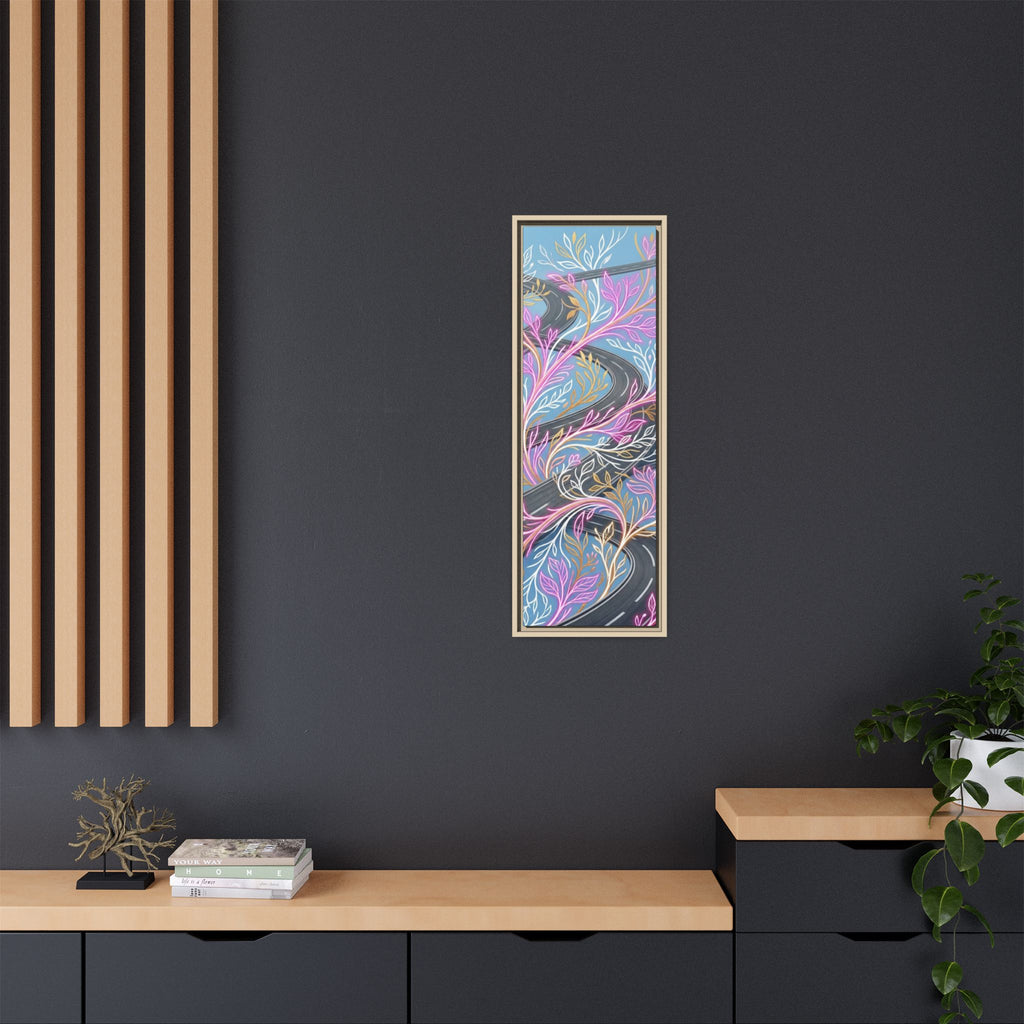 Framed Matte Canvas Floral Vines Wall Art — Pastel Botanical Abstract