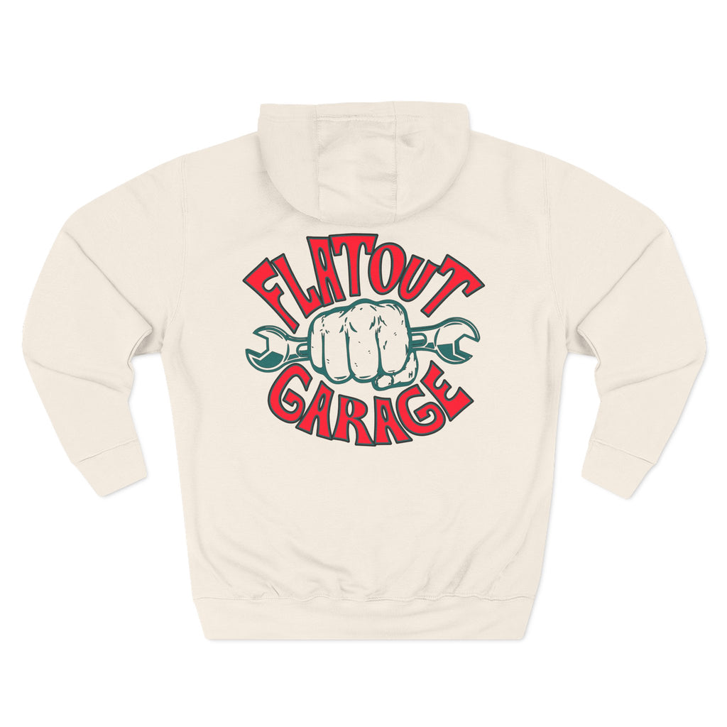 Flatout Garage Fleece Hoodie — Mechanic Shop Logo Pullover