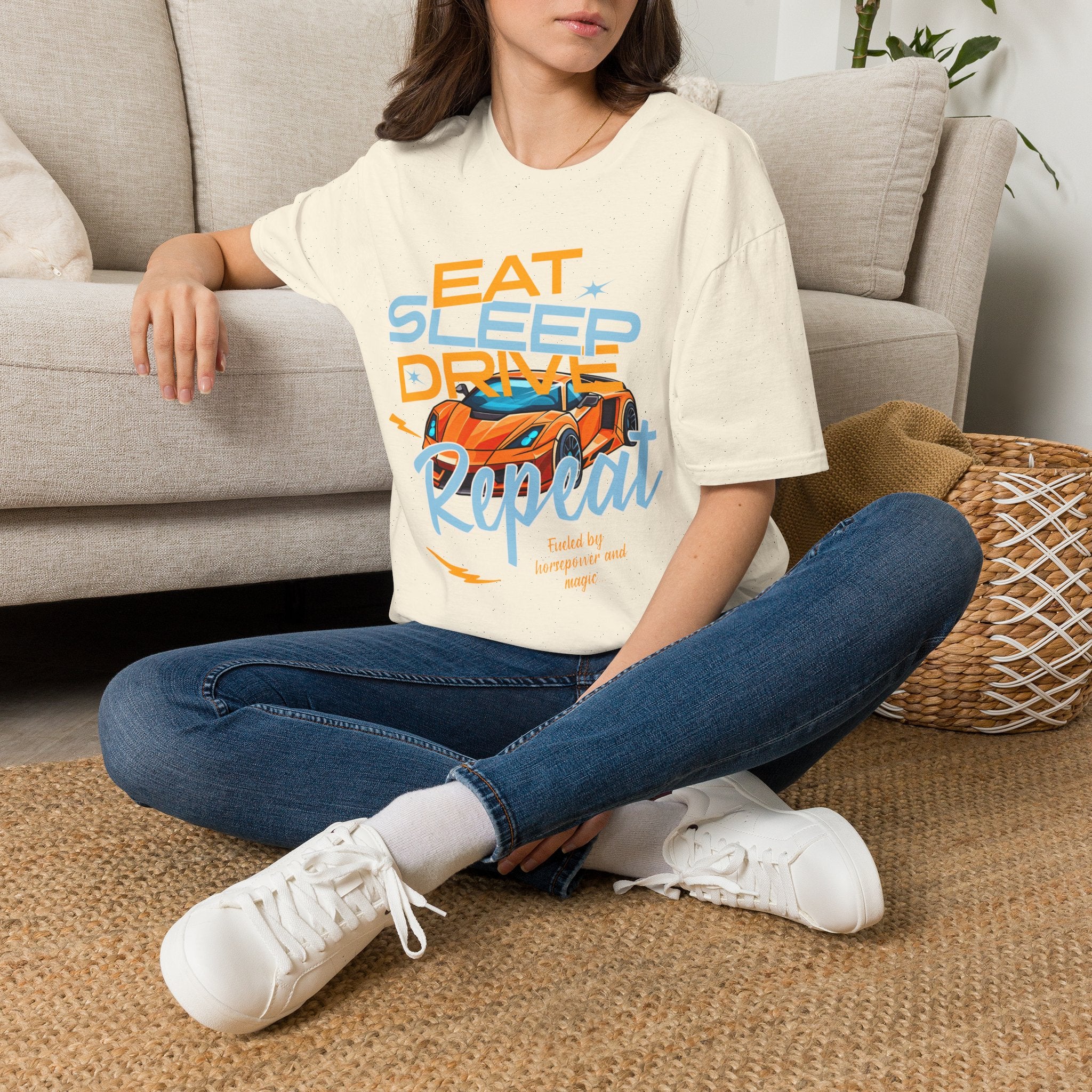 Eat Sleep Drive Repeat T-Shirt — Racing Car Graphic Tee for Motorsport Fans
