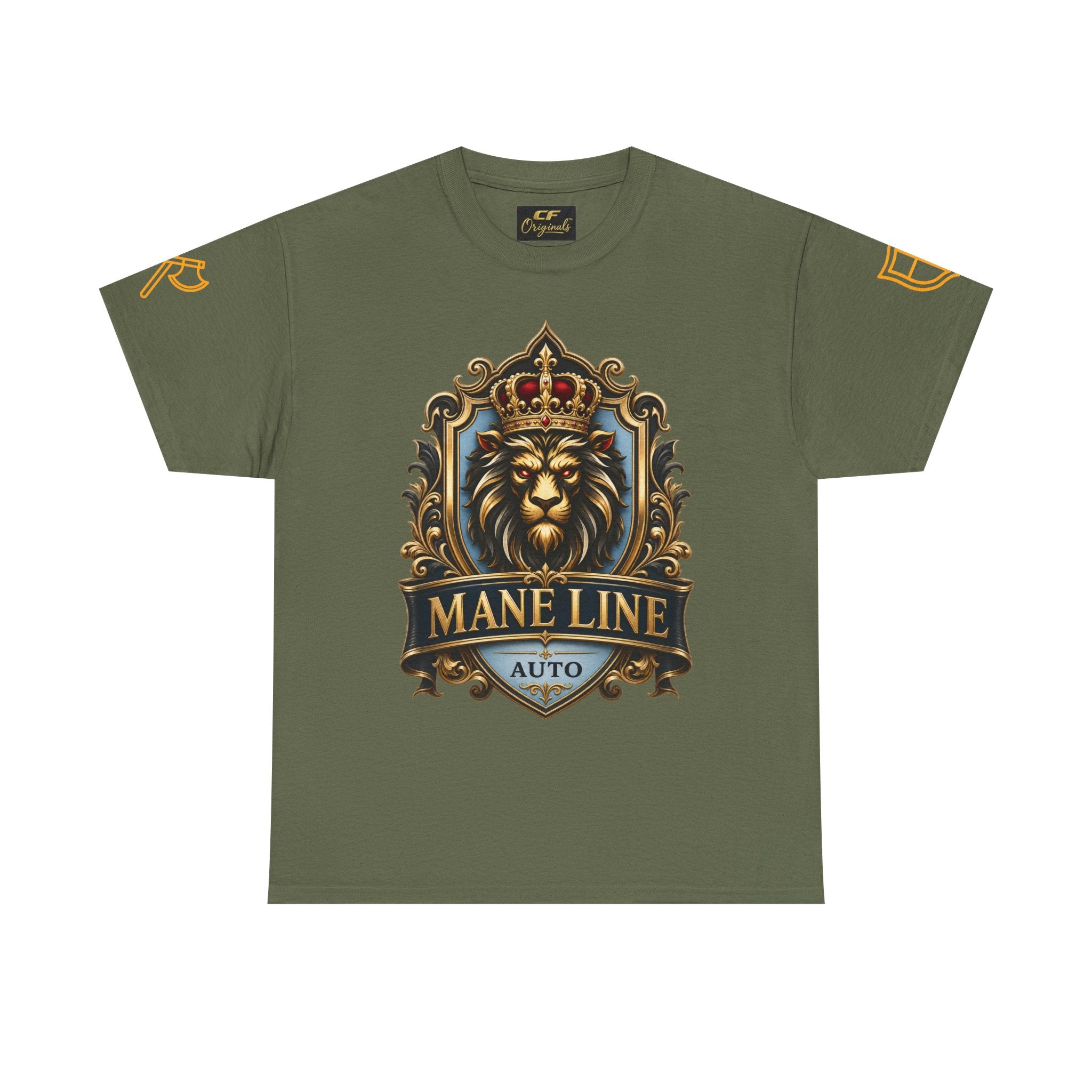 Lion Crest Tee — "Mane Line Auto" Vintage Heraldic Graphic Shirt