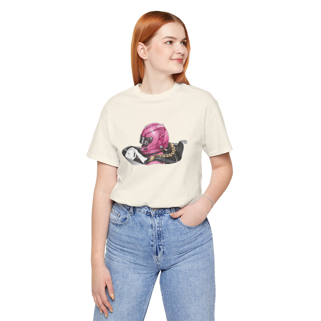 Drive Like a Girl — Pink Racing Helmet Graphic T-Shirt