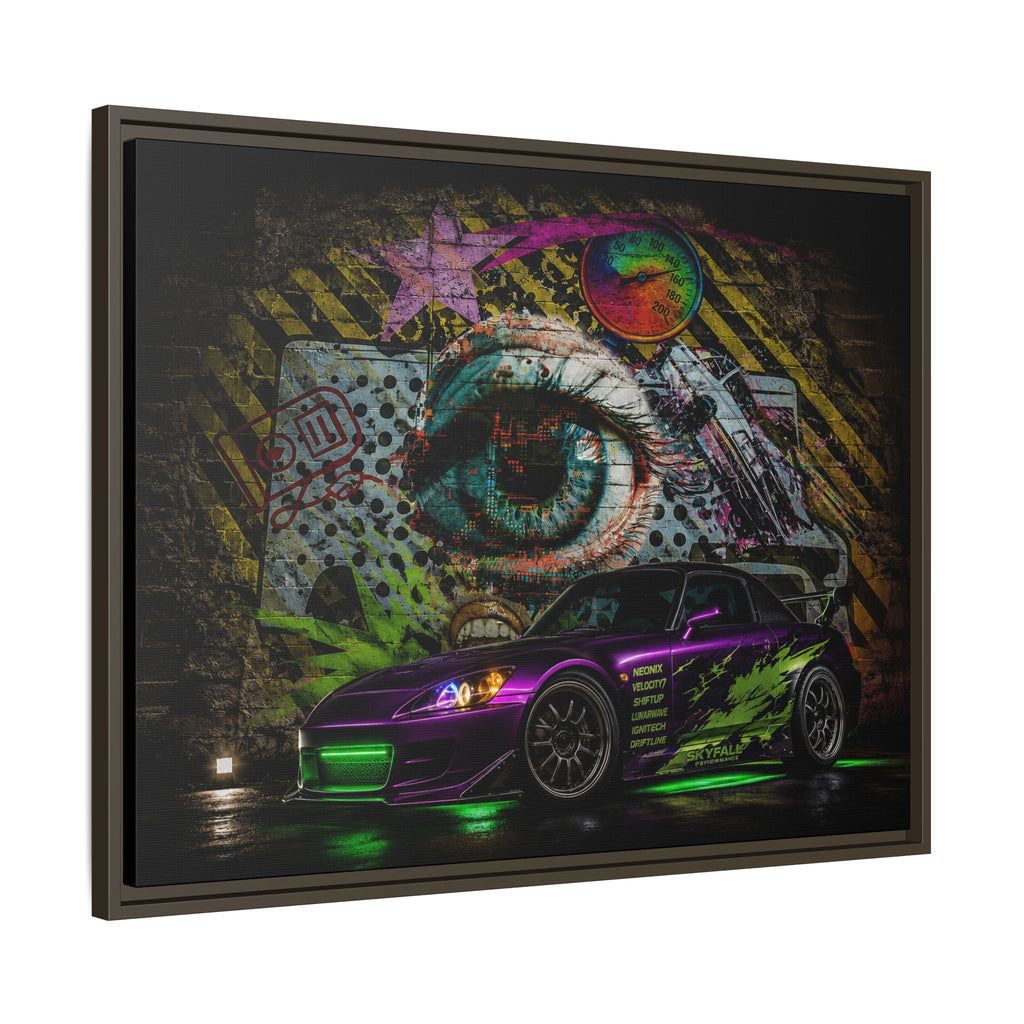 Graffiti Sports Car Matte Canvas - Framed Wall Art