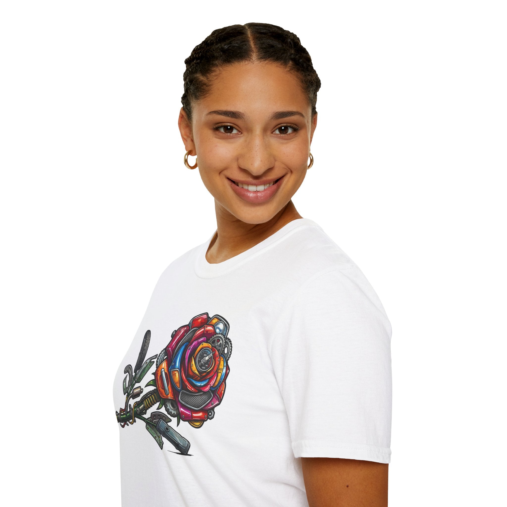 Colorful Mechanical Rose Graphic Tee