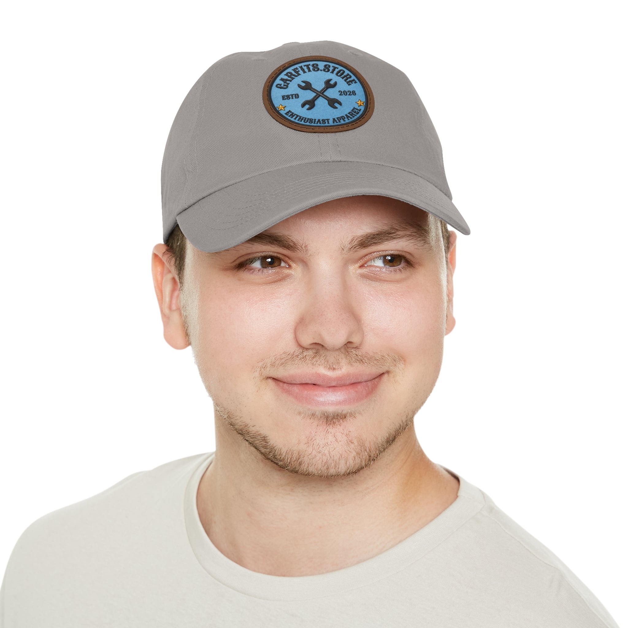 Mechanic Logo Dad Hat — Leather Patch Cap