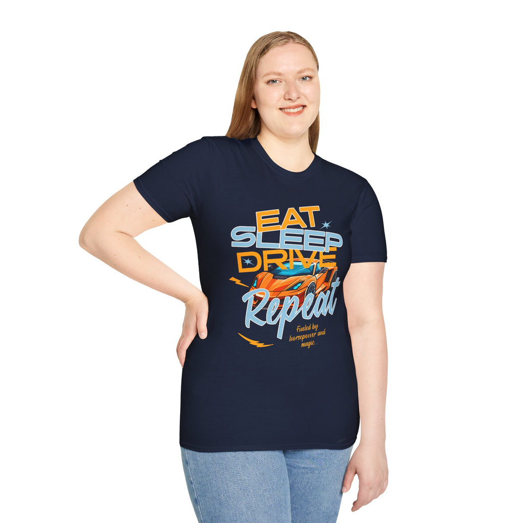 Eat Sleep Drive Repeat T-Shirt — Racing Car Graphic Tee for Motorsport Fans