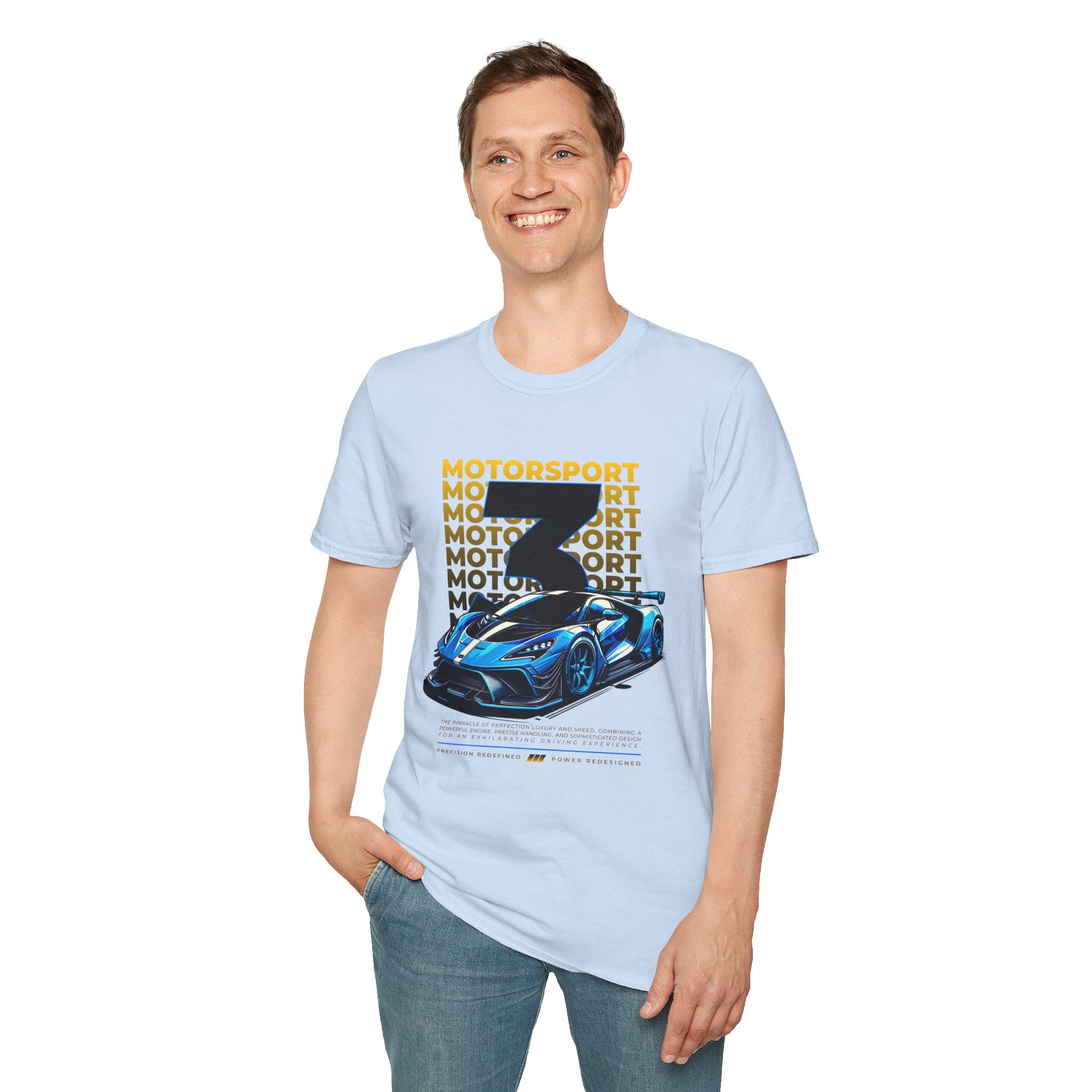 Motorsport No.3 Racing T‑Shirt — Blue Supercar Graphic Tee
