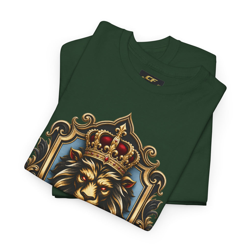 Lion Crest Tee — "Mane Line Auto" Vintage Heraldic Graphic Shirt