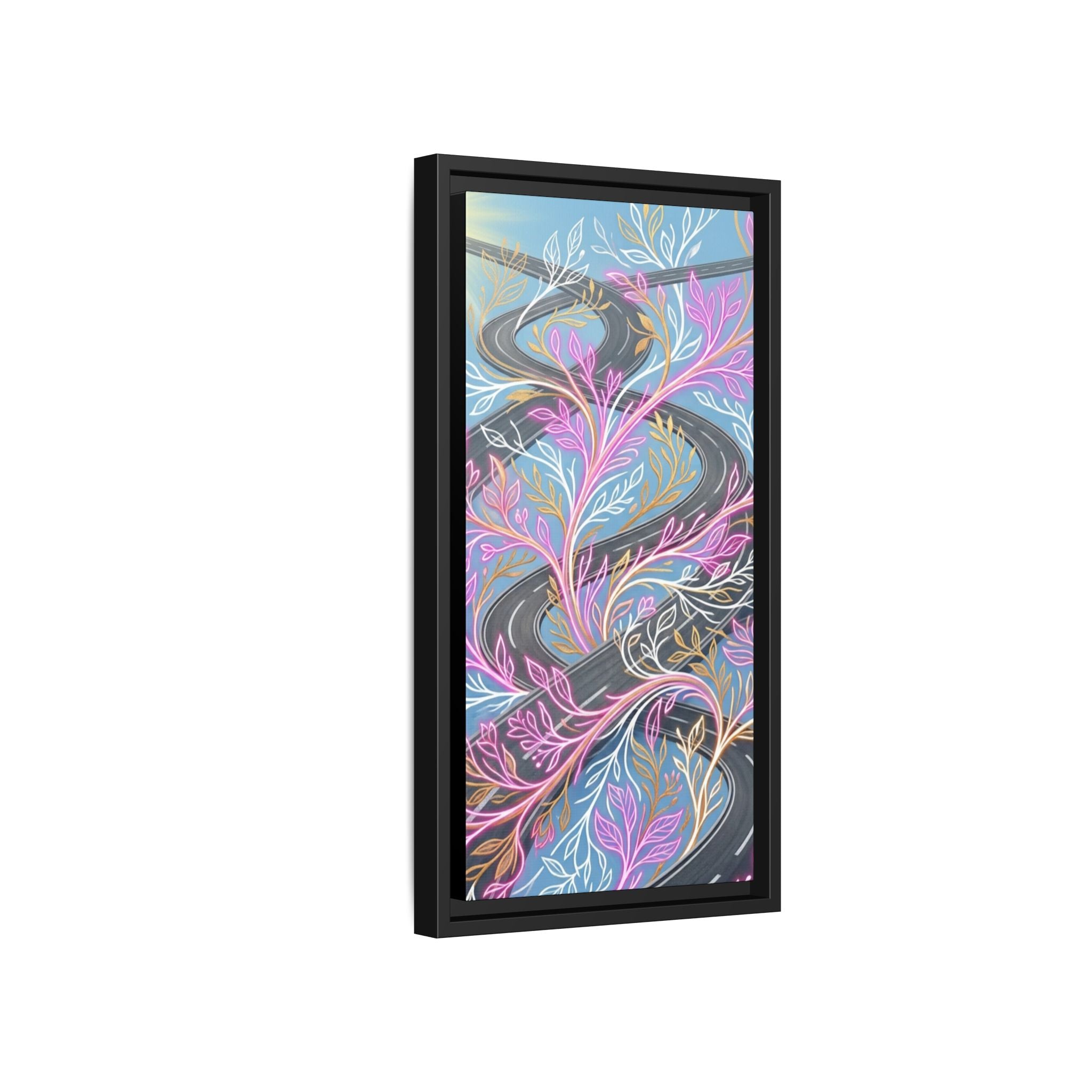 Framed Matte Canvas Floral Vines Wall Art — Pastel Botanical Abstract