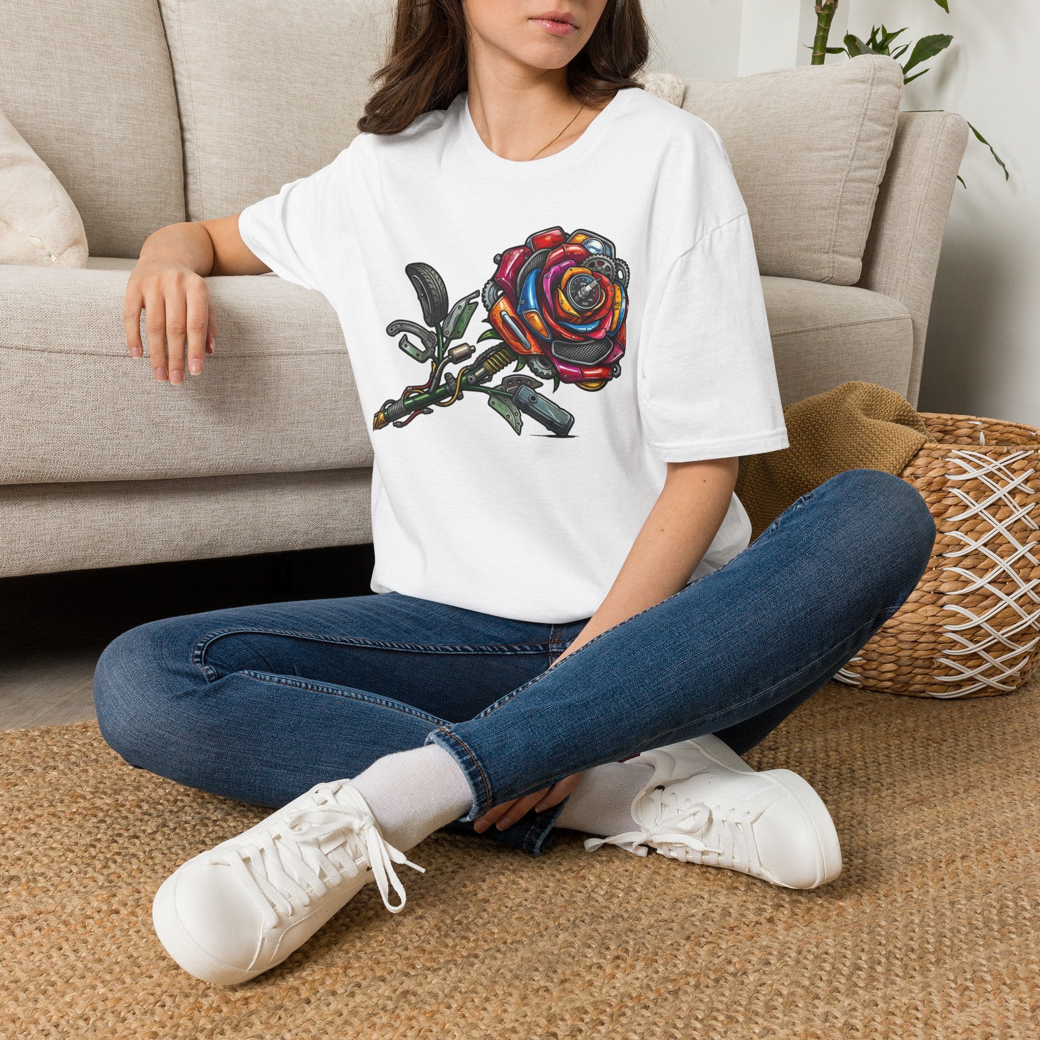 Colorful Mechanical Rose Graphic Tee