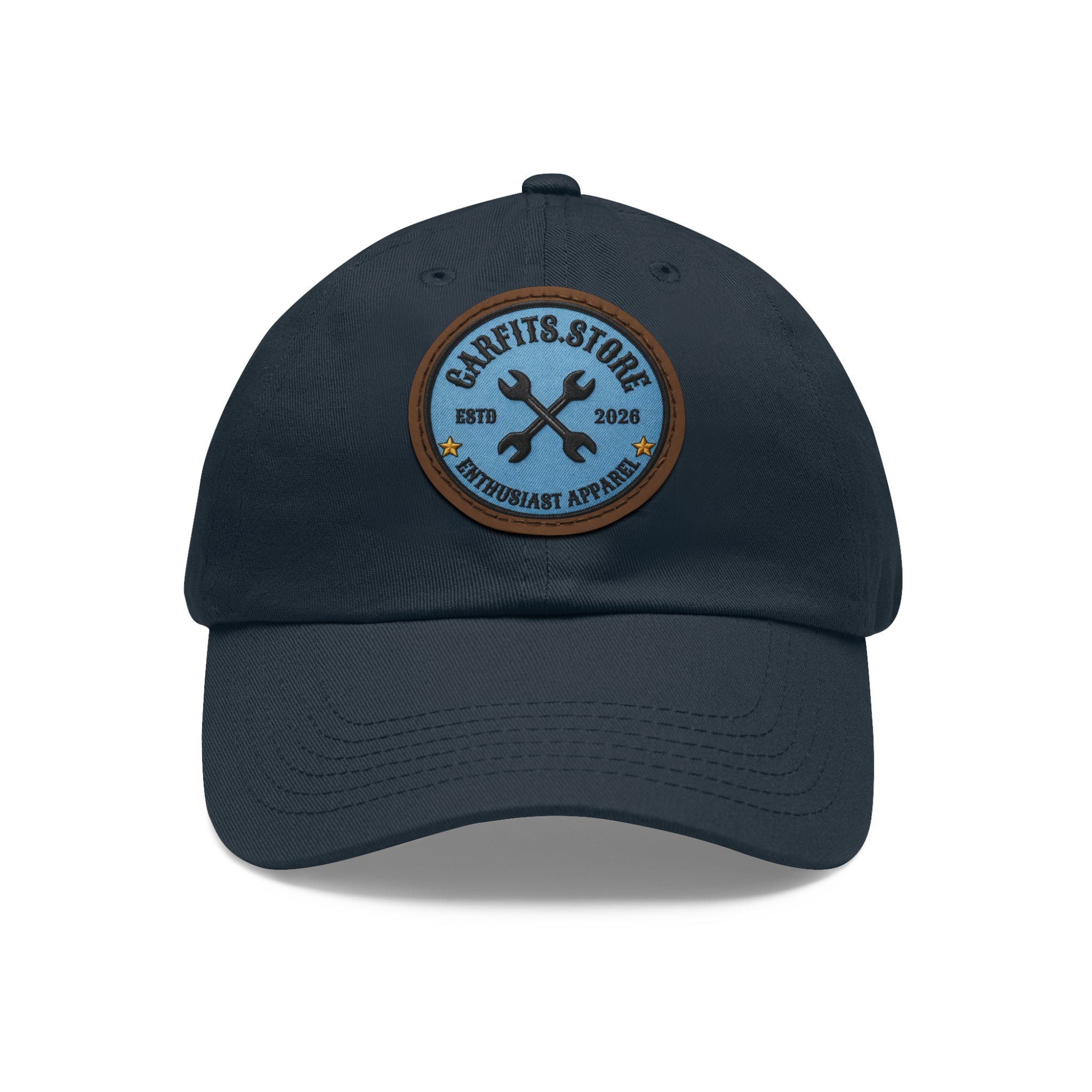 Mechanic Logo Dad Hat — Leather Patch Cap